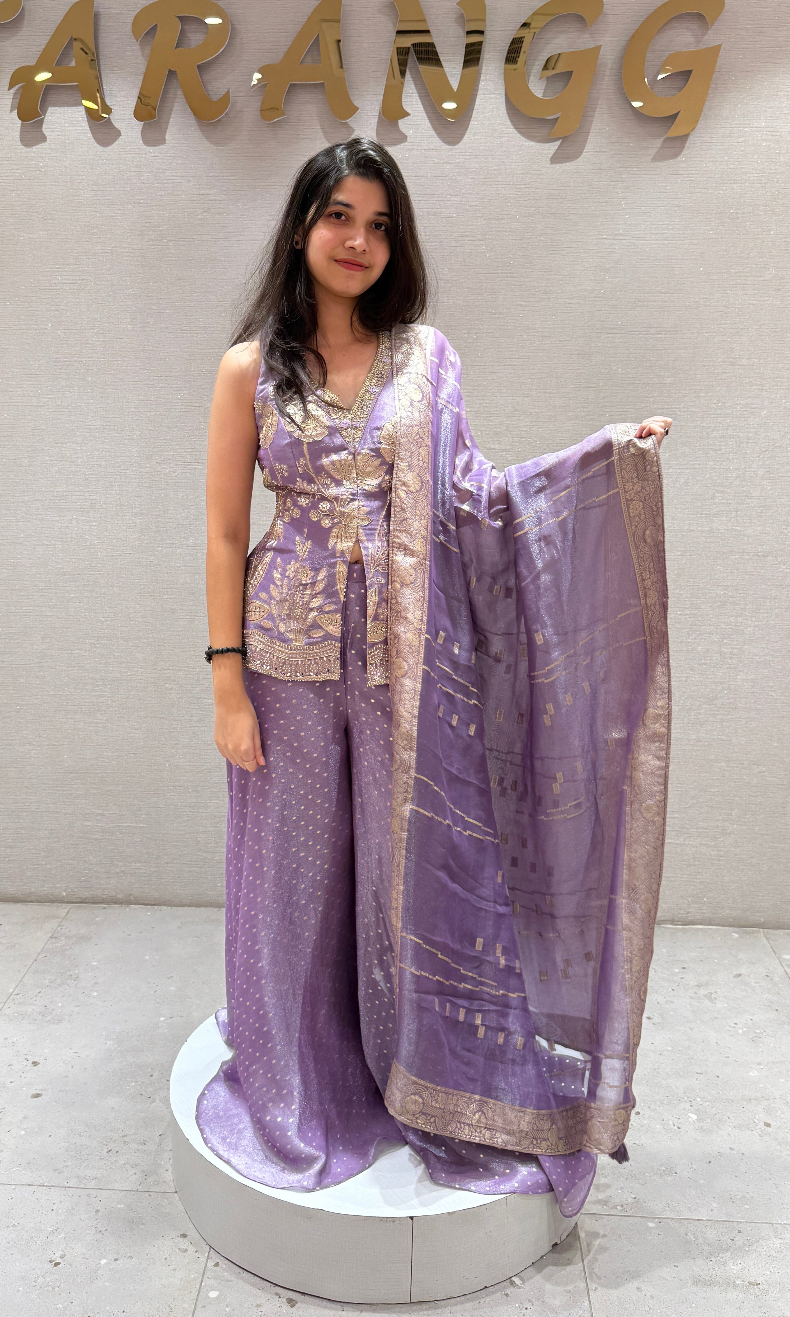 Lilac Embroidered Palazzo Set