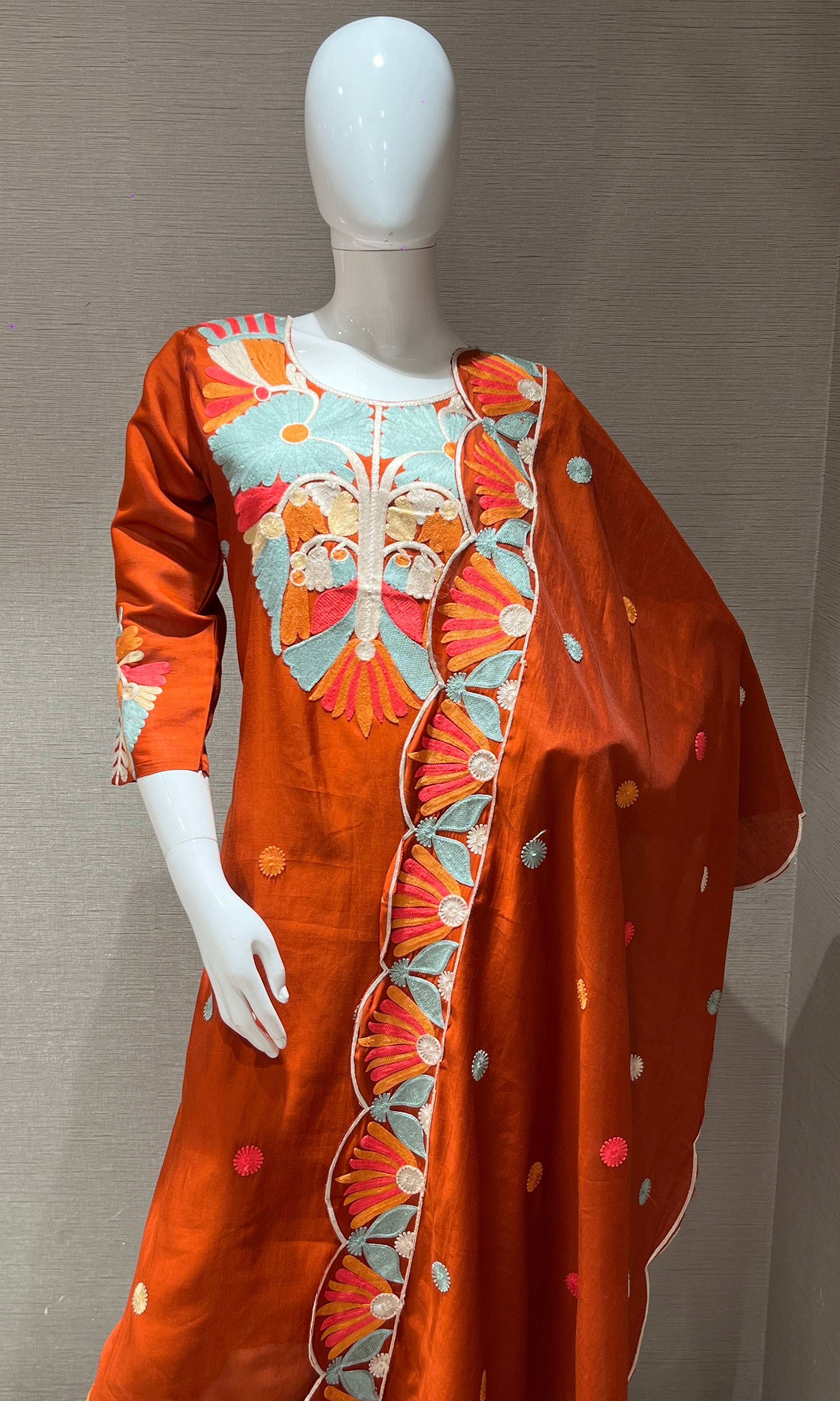 Rust orange kurta set