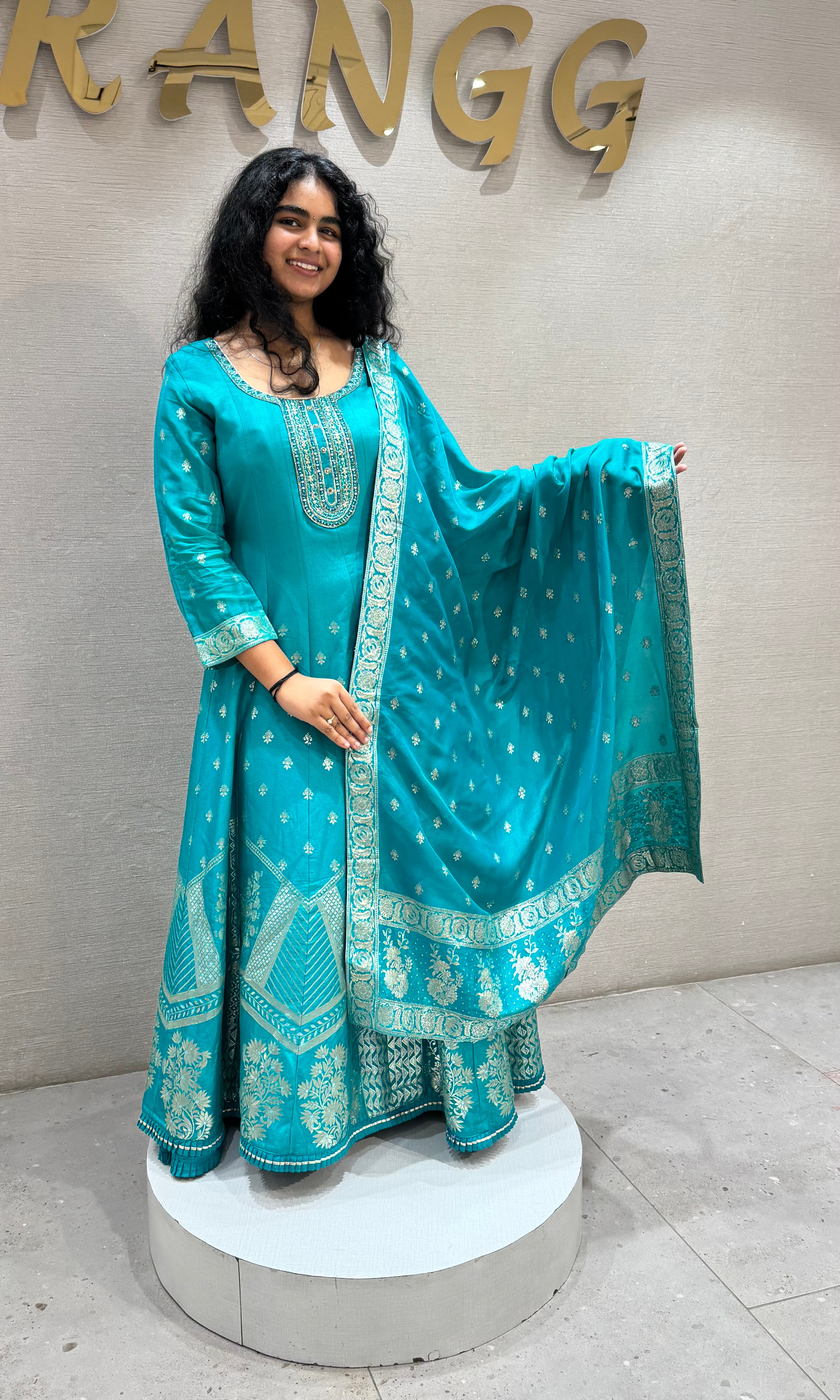 BLUE Silk Banarasi Anarkali SET