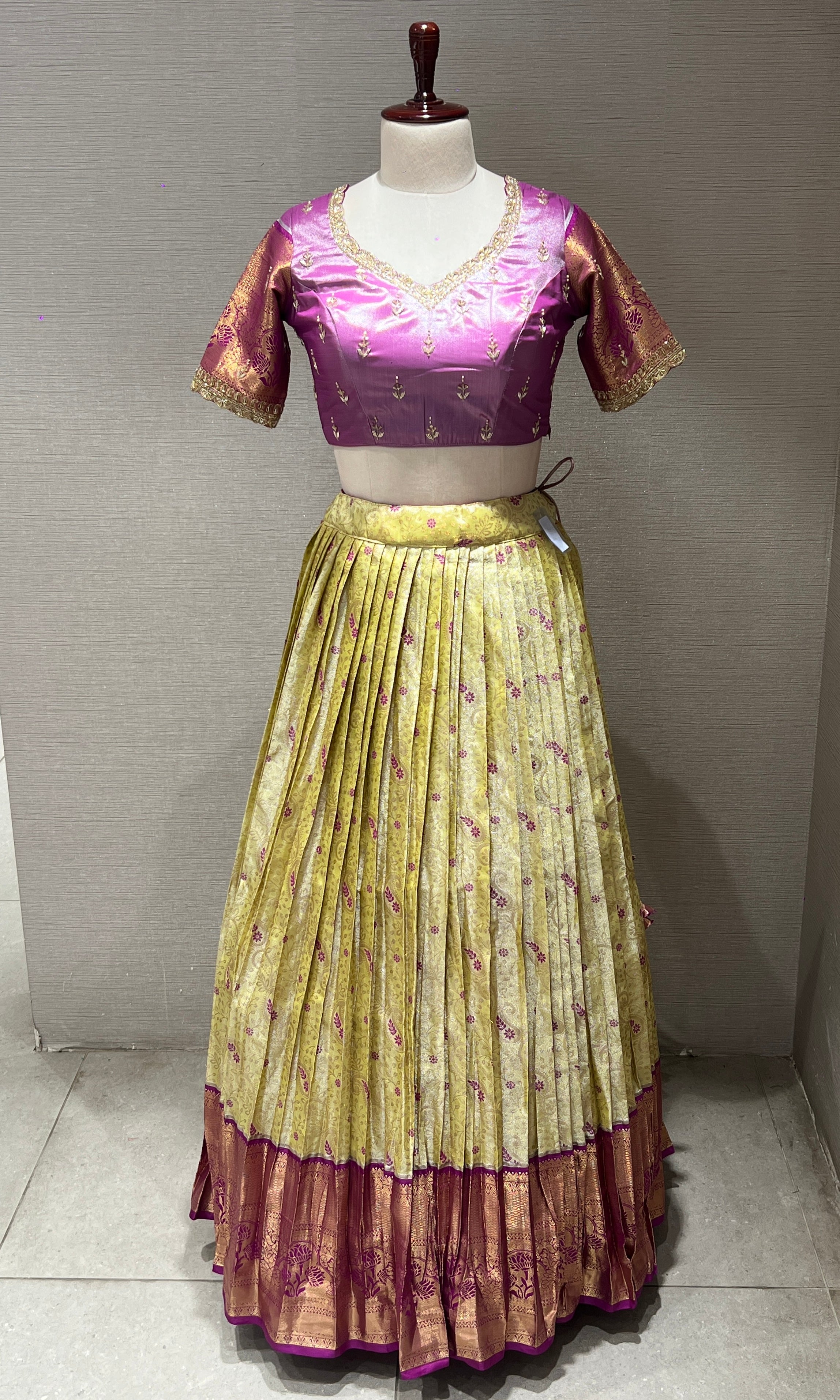 Lavender and Parrot Green Lehenga