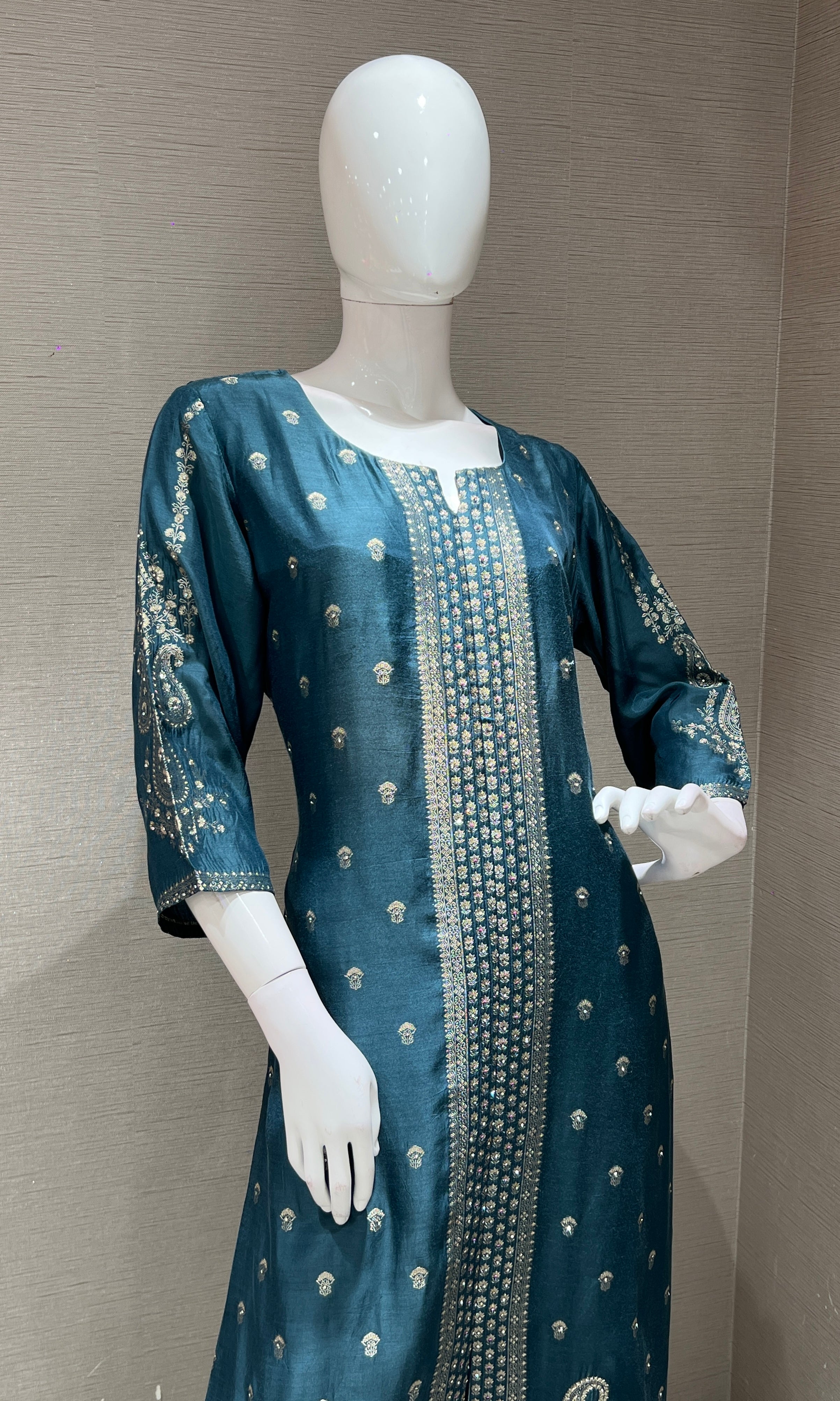 Teal Blue Ethnic KURTA SET