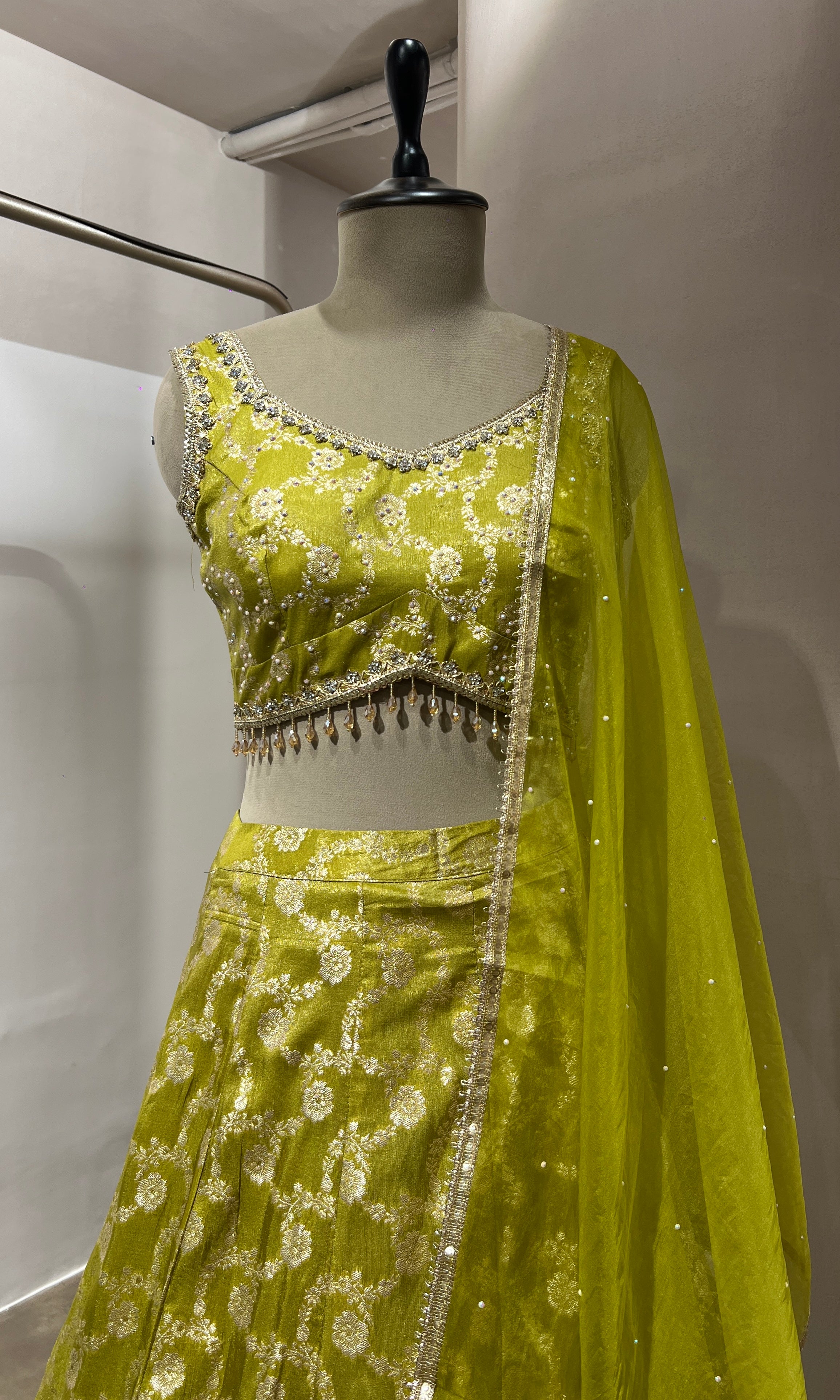 GREEN EMBROIDERED LEHENGA