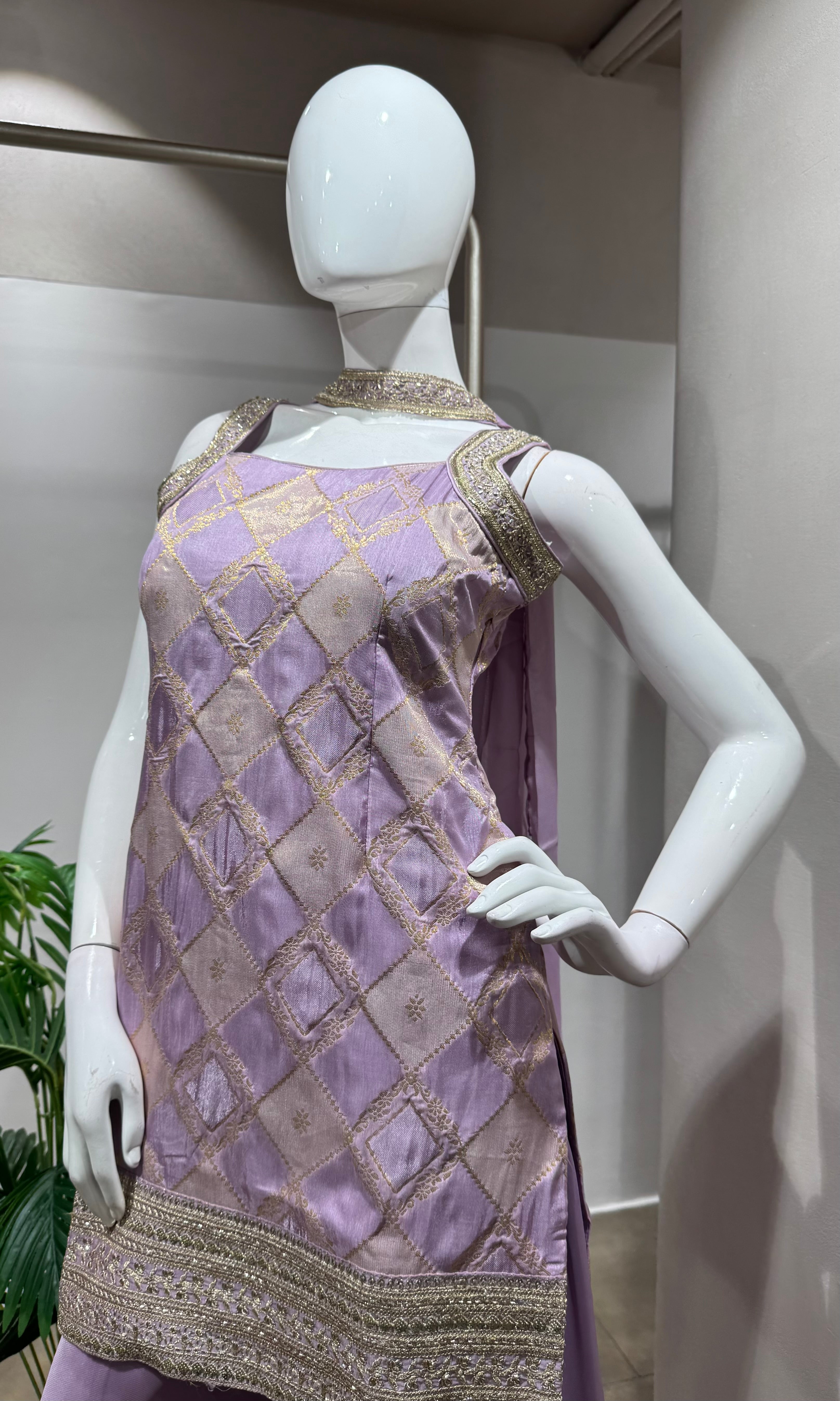 LAVENDER EMBROIDERED SHARARA SET