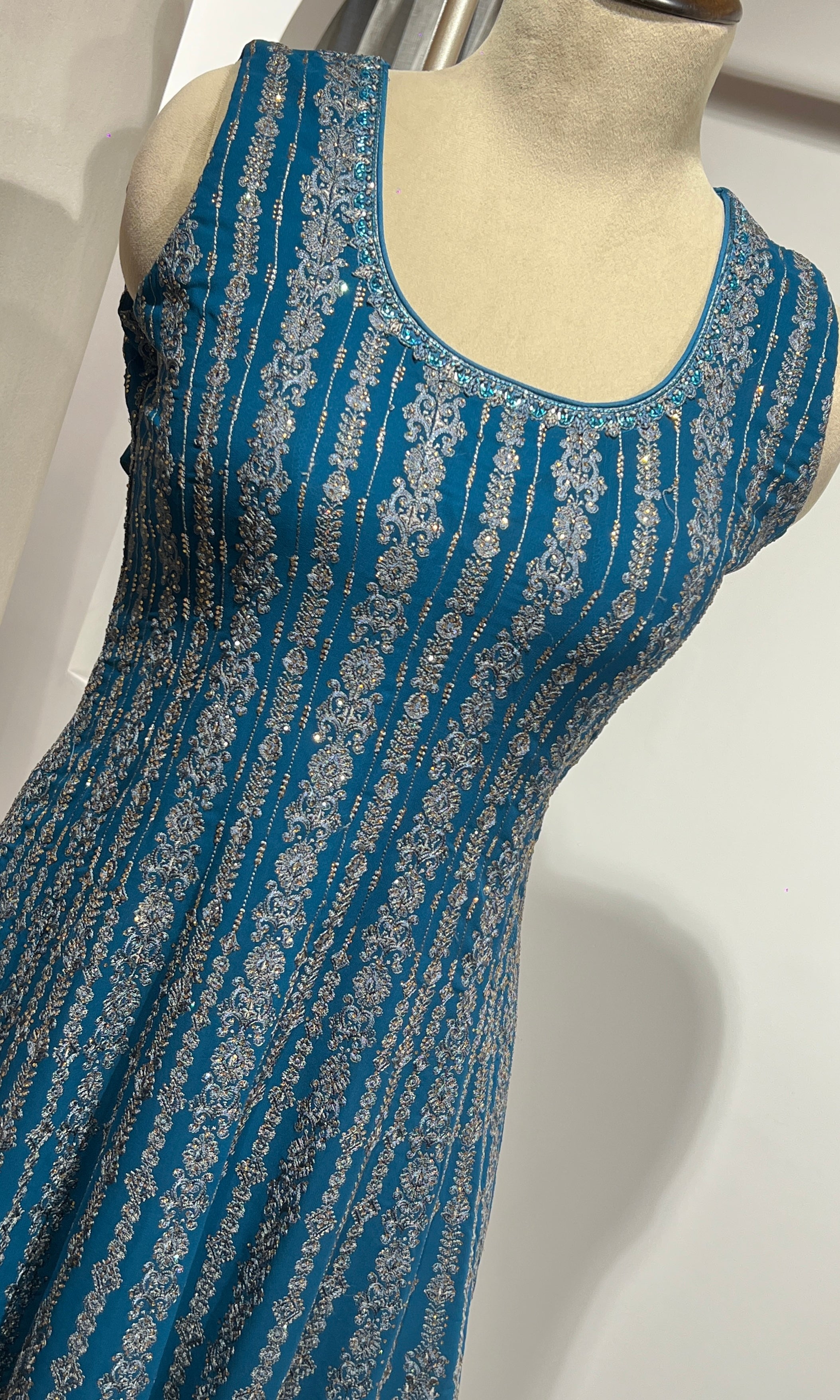 Blue ELEGANT ANARKALI WITH PALAZZO PANTS