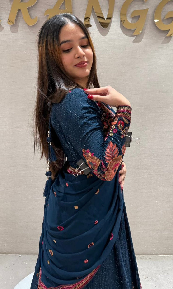 Teal blue Lehenga
