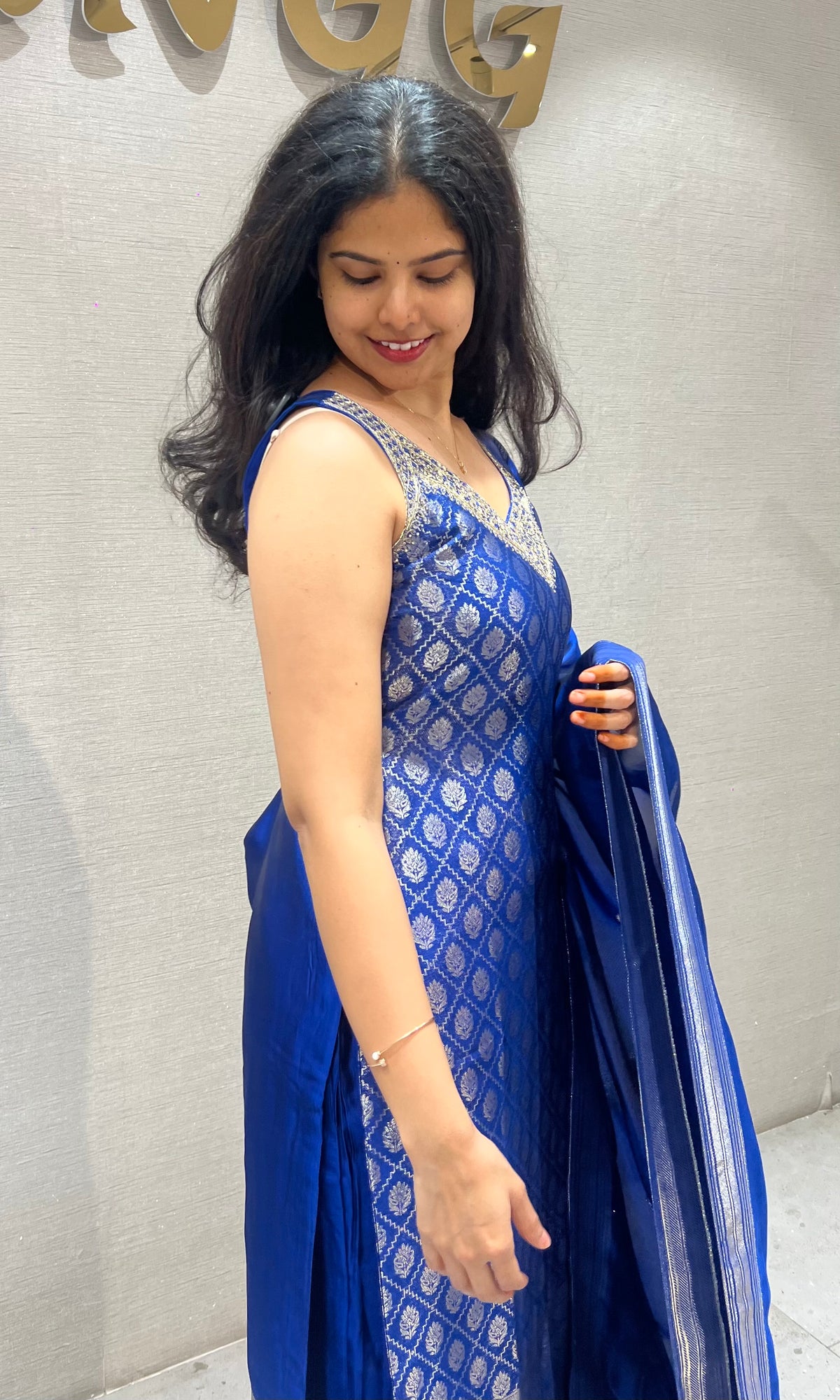 Royal Blue Banarasi Kurta Set with Dupatta