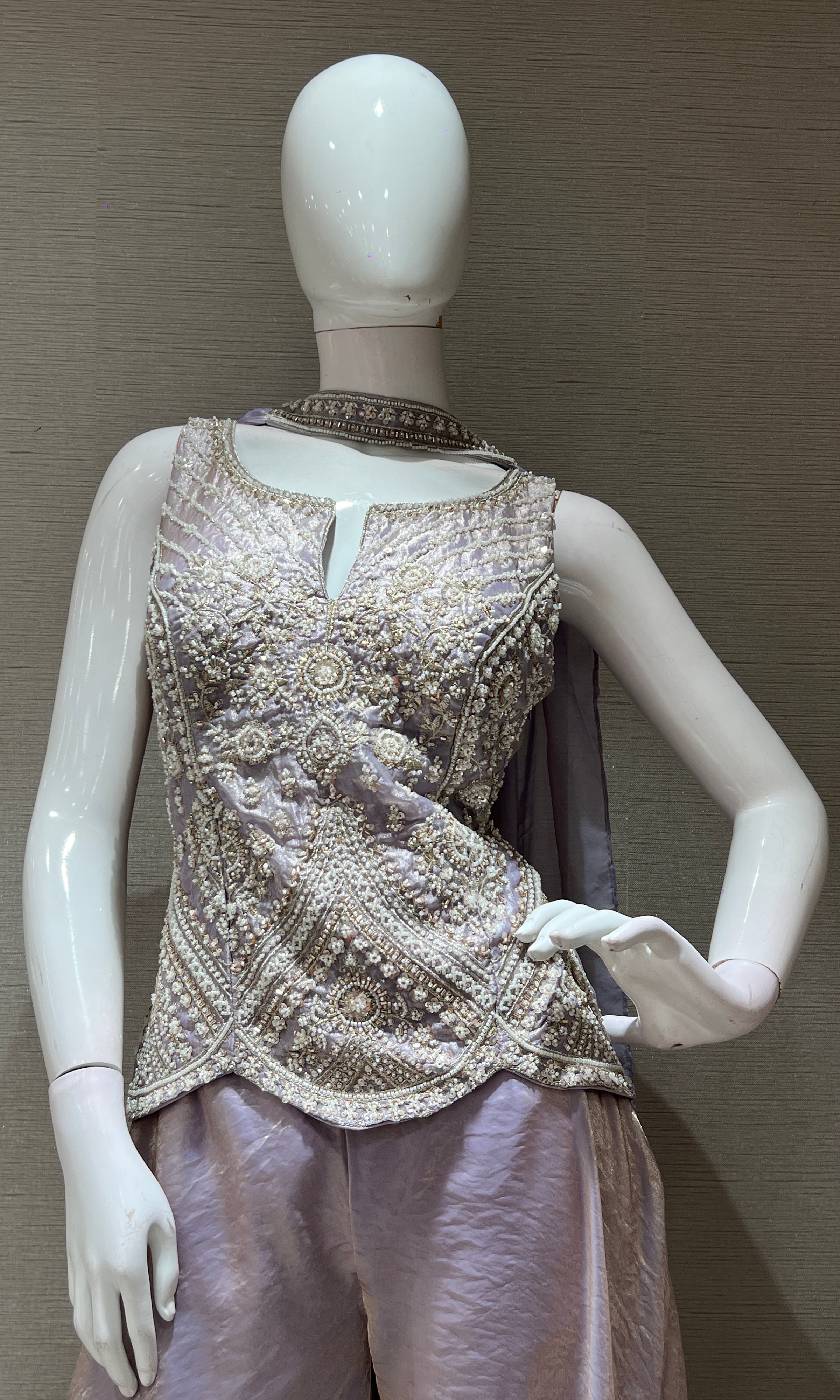 Lavender EMBROIDERED PEPLUM palazzo SET