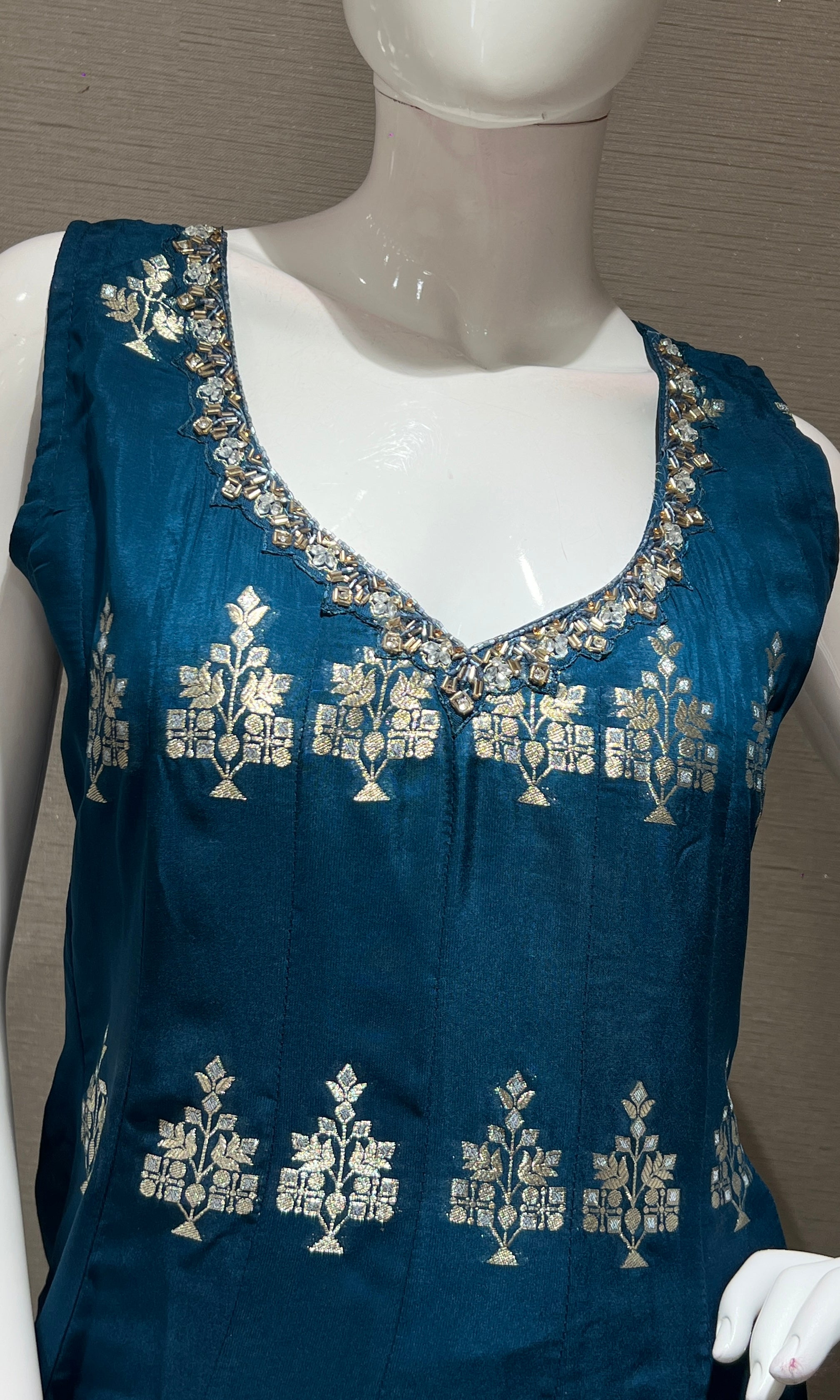 peacock Blue Anarkali with palazzo pants