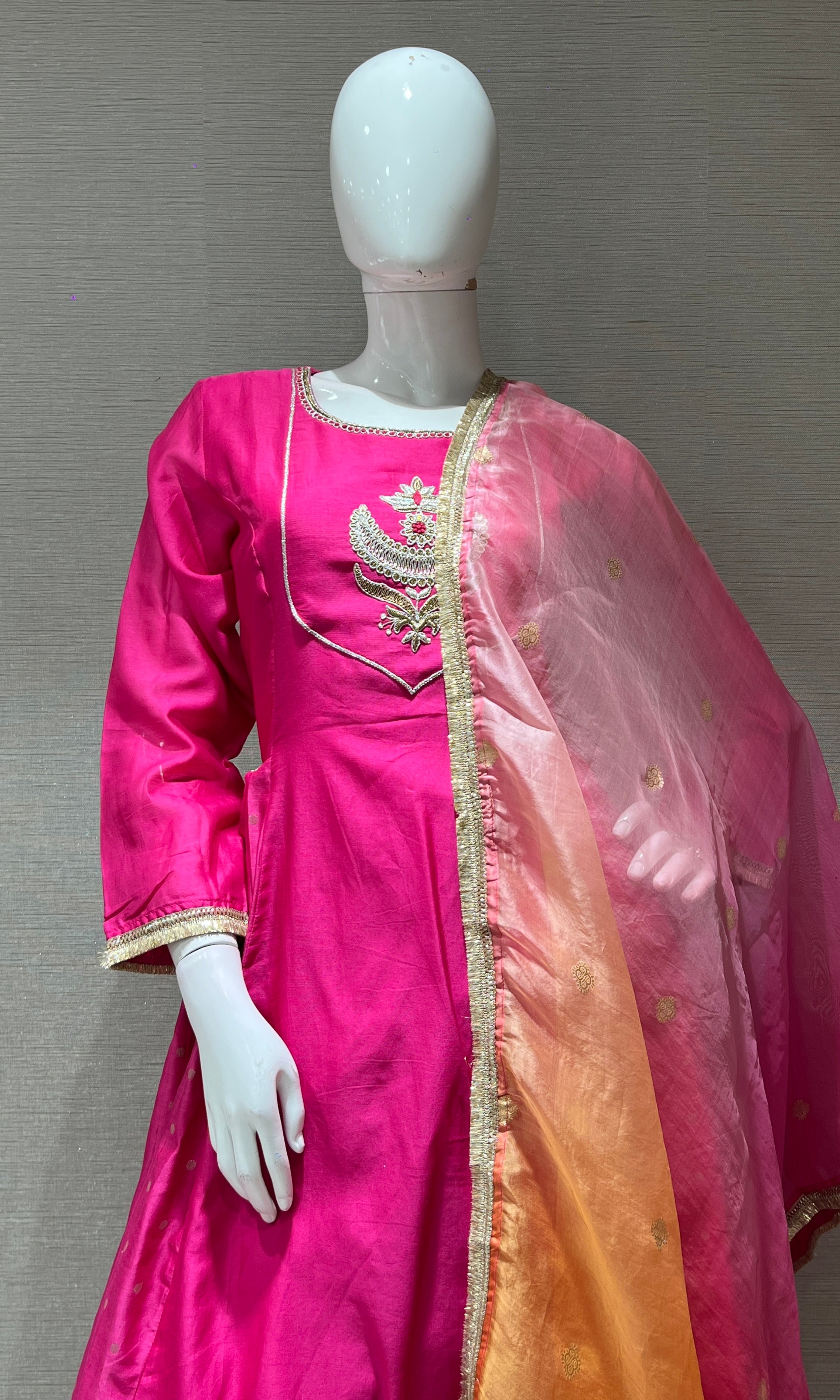 LOTUS PINK EMBROIDERED ANARKALI SET