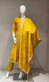 Yellow EMBROIDERED ANARKALI KURTA SET