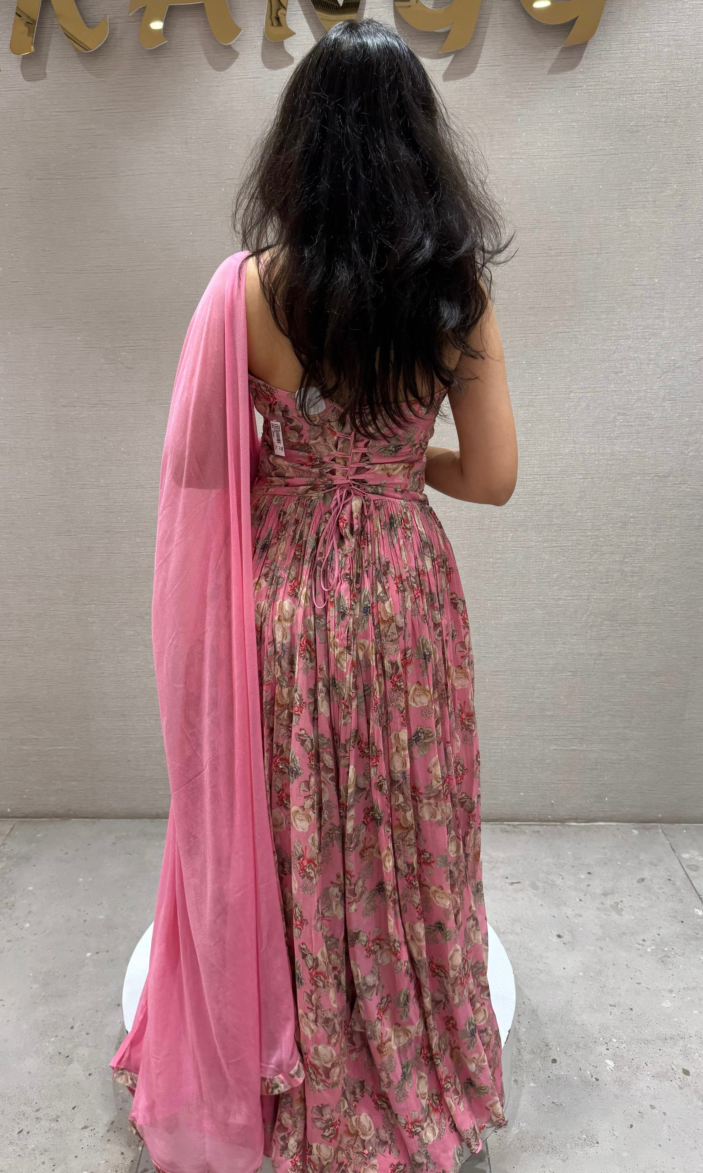 Baby pink long dress