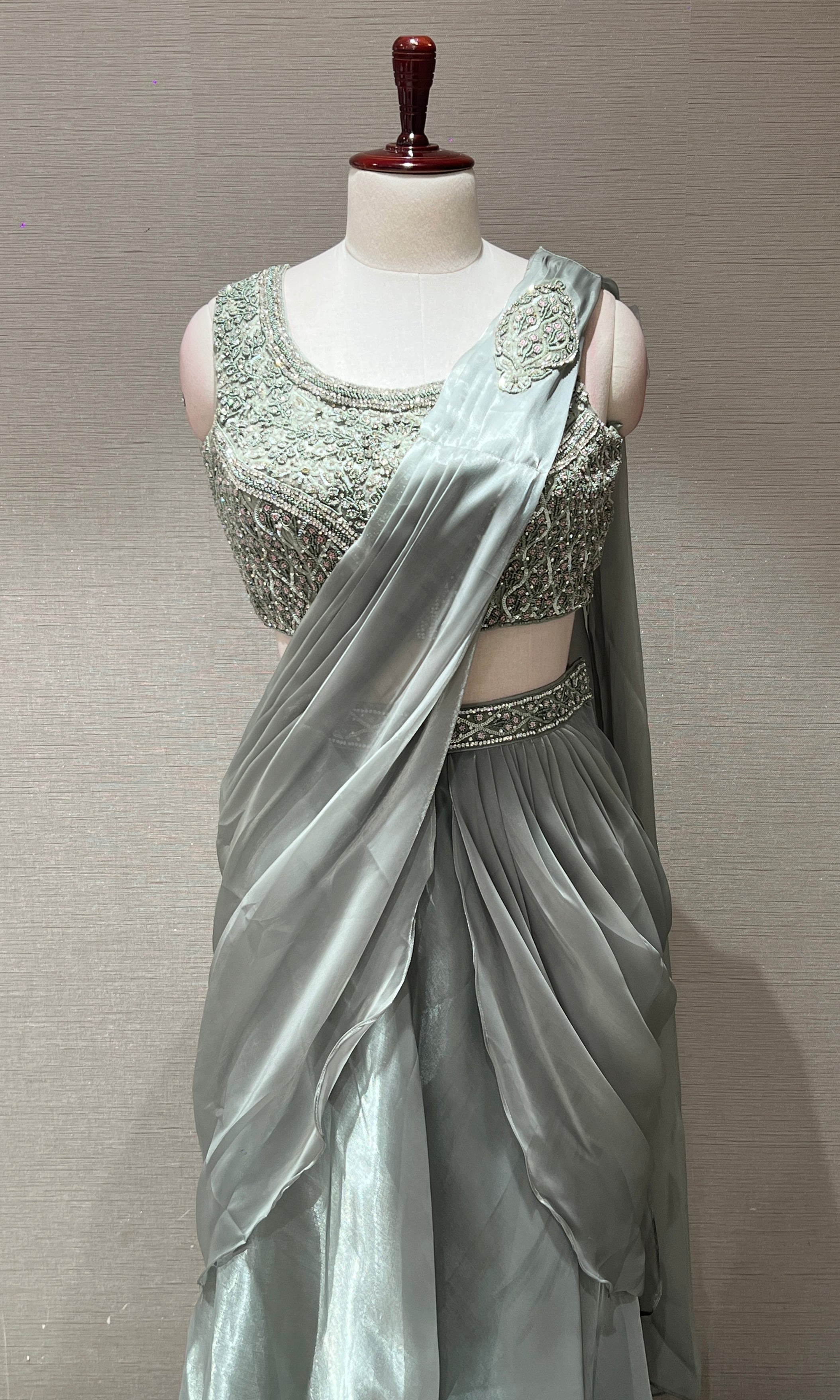 Pista green one minute saree