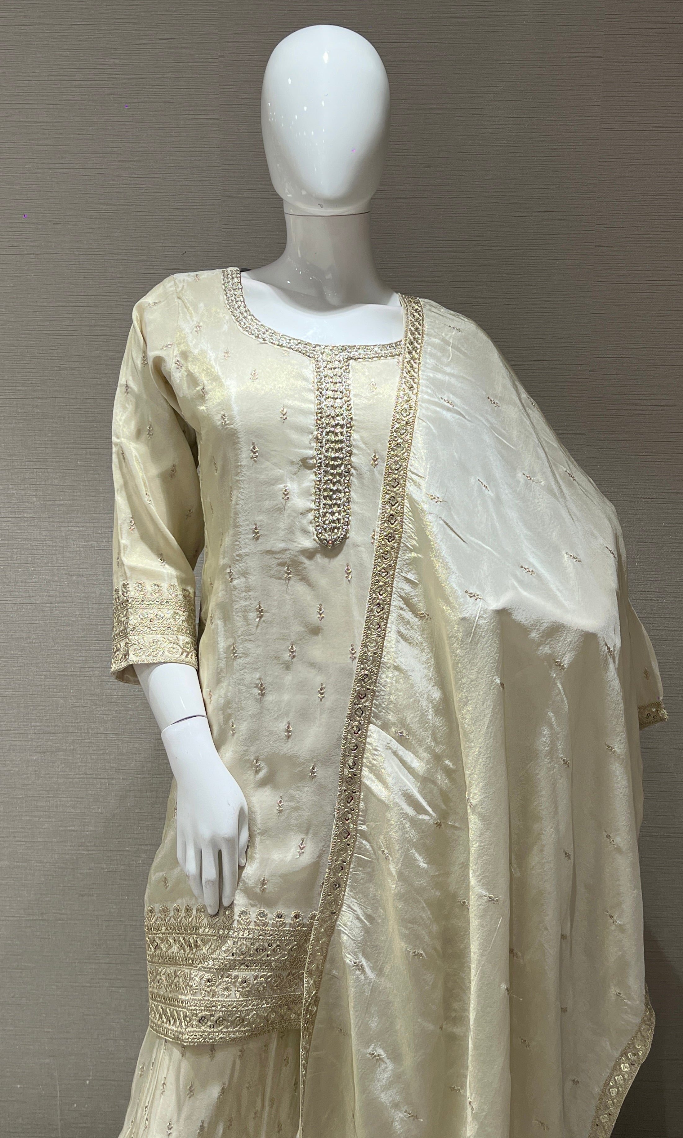 Half white Embroidered Sharara Palazoo