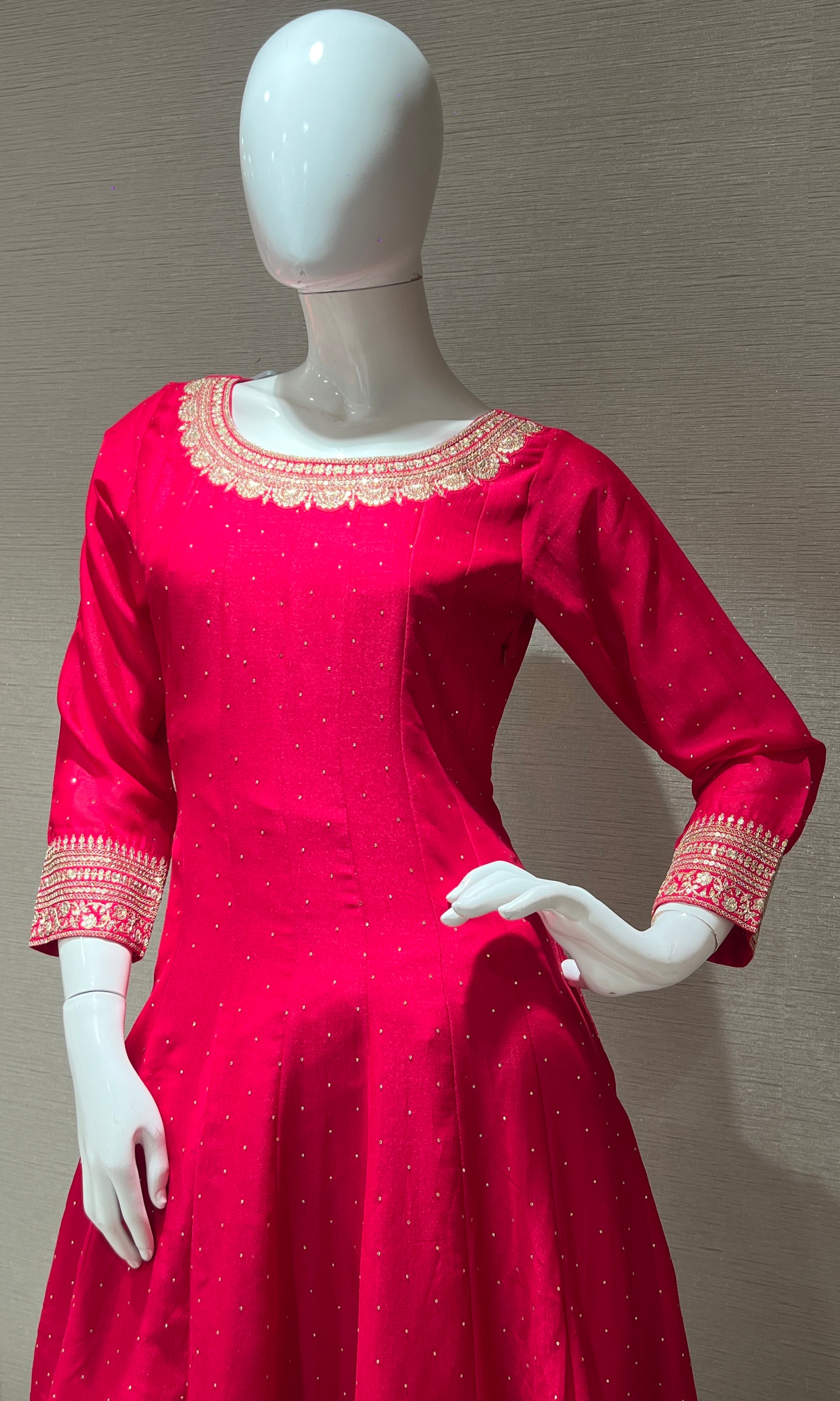 Pink Anarkali kurta set with palazzo pants