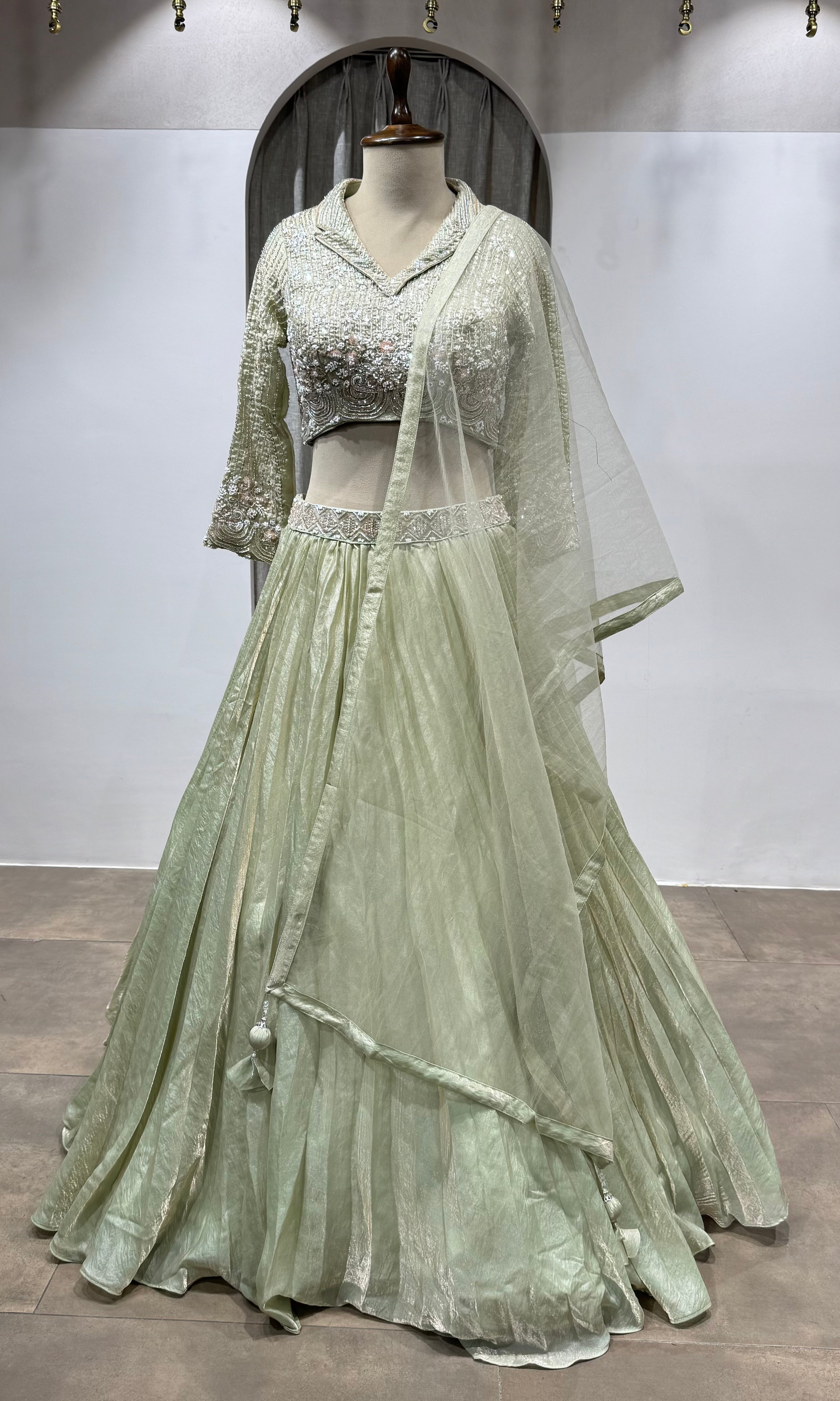 Light Green Embroidered Designer Lehenga Set