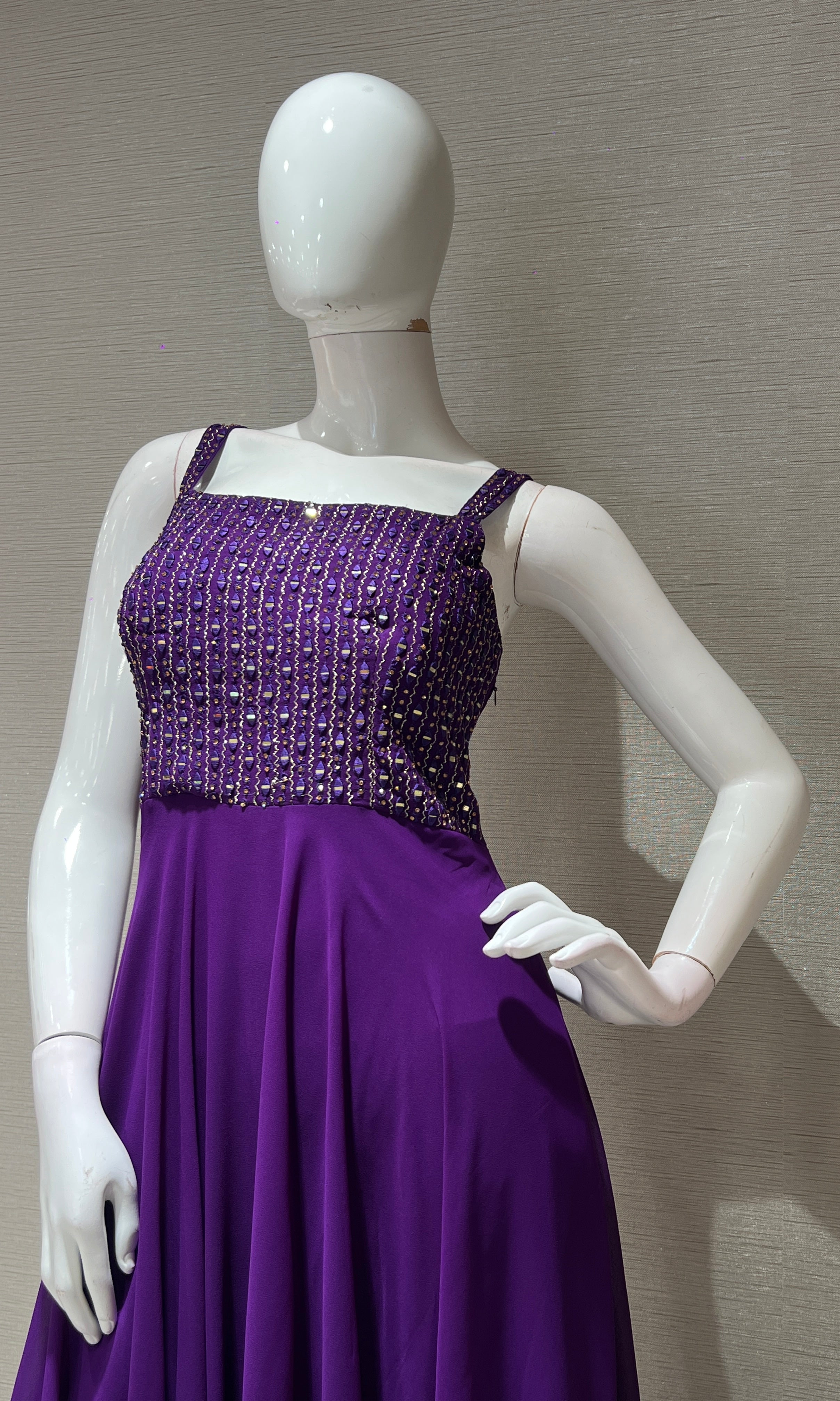 PURPLE EMBROIDERED LONG DRESS ANARKALI