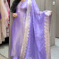 Purple lilac gold shimmer silk kurta set monochrome kurta