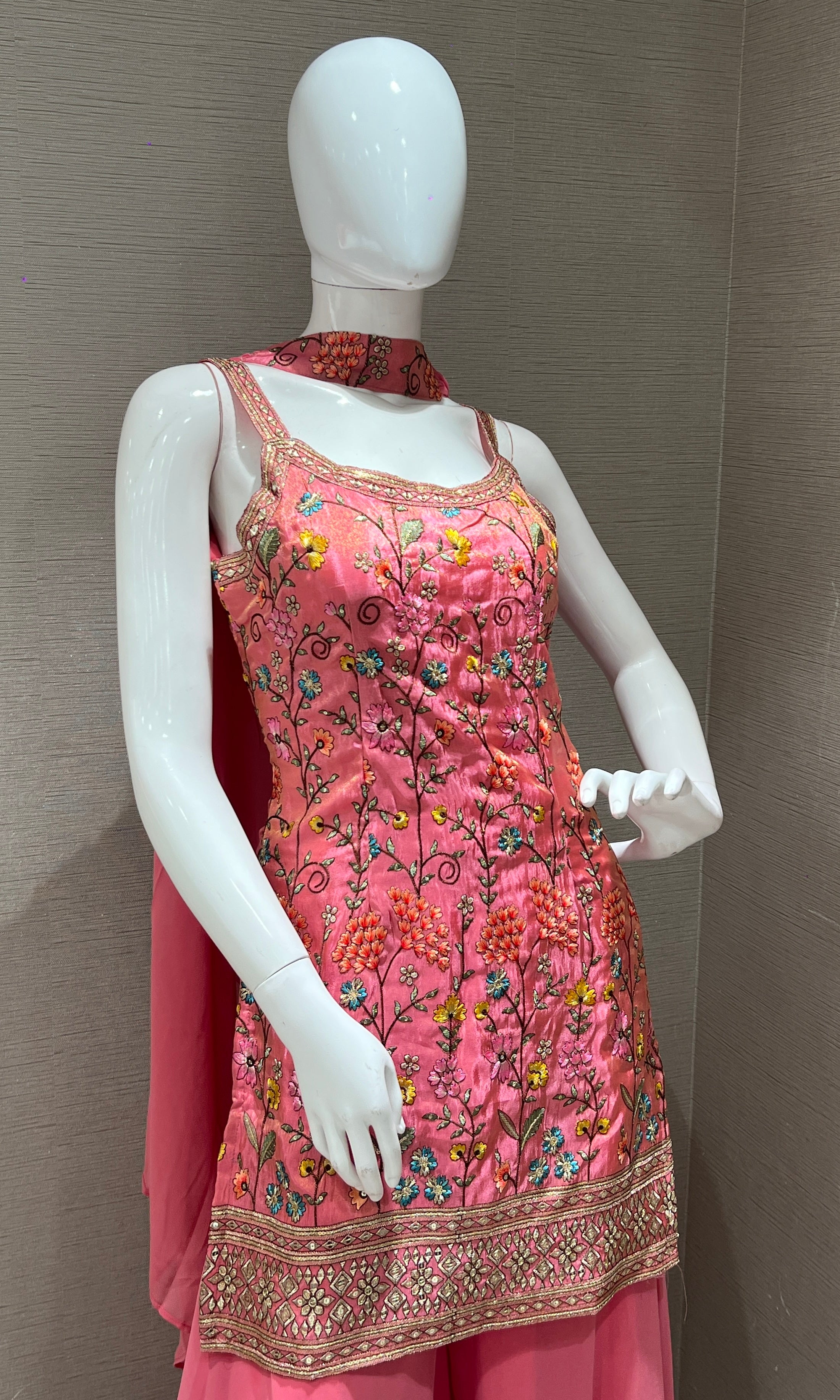 Light Pink Embroidered sharara palazzo