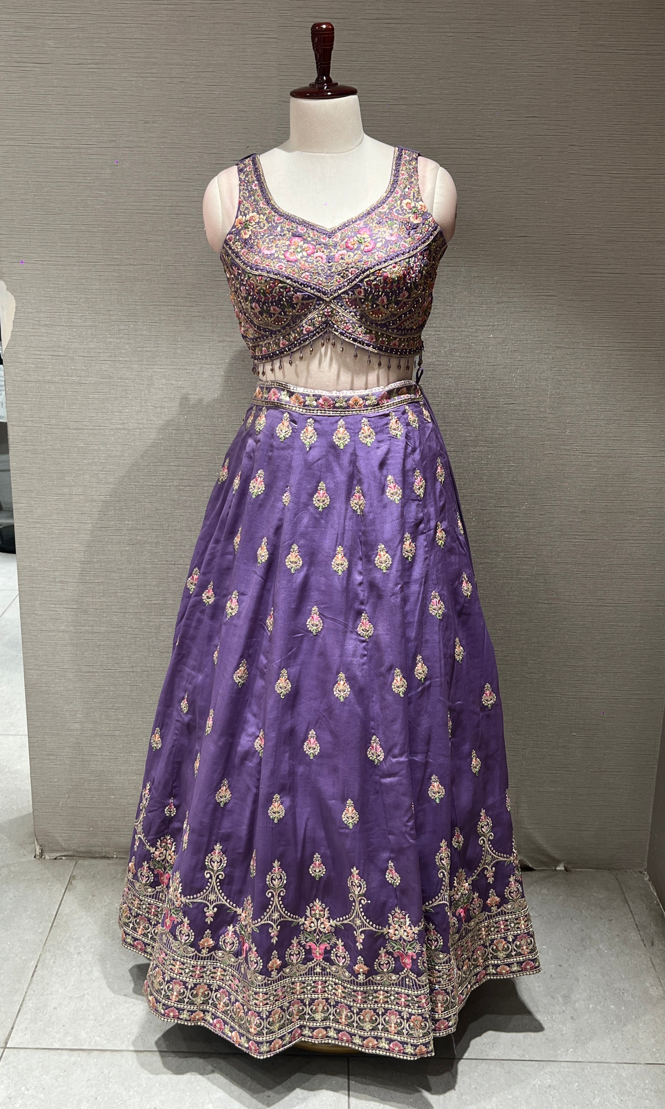 Light purple gold embroidery lehenga
