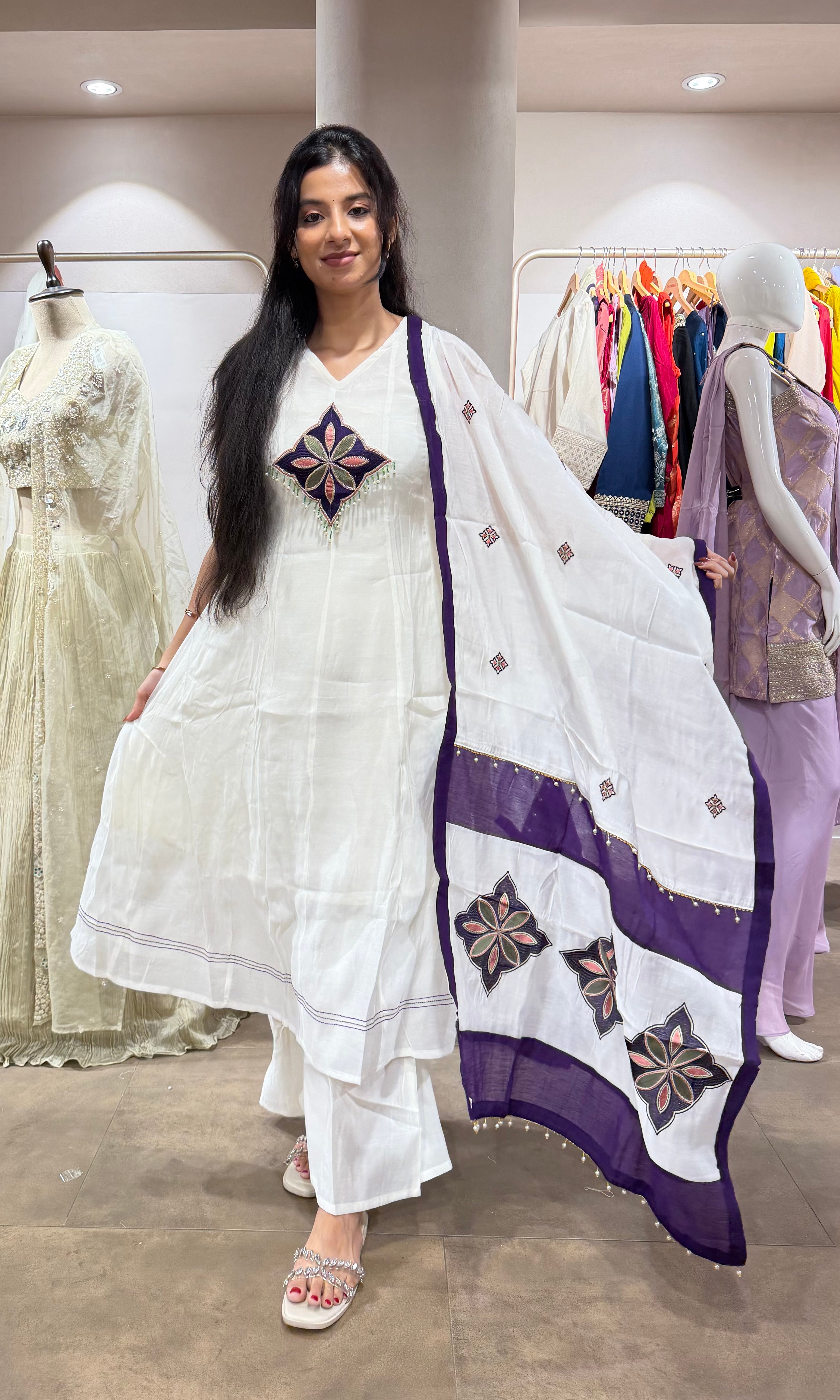 White Embroidered Kurta Set with Dupatta