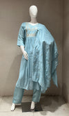 Light blue MUL CHANDERI kurta set
