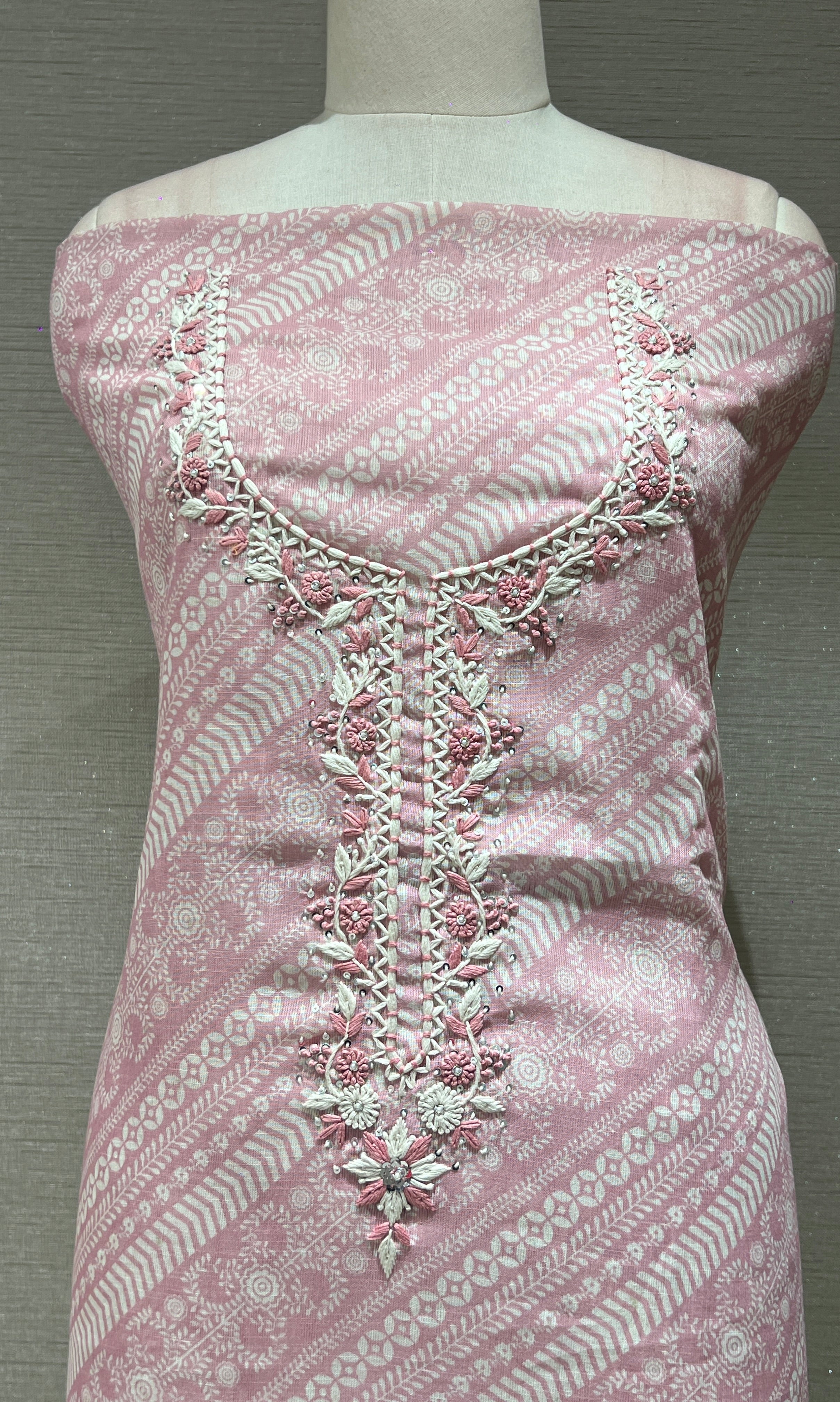 Baby pink dress material