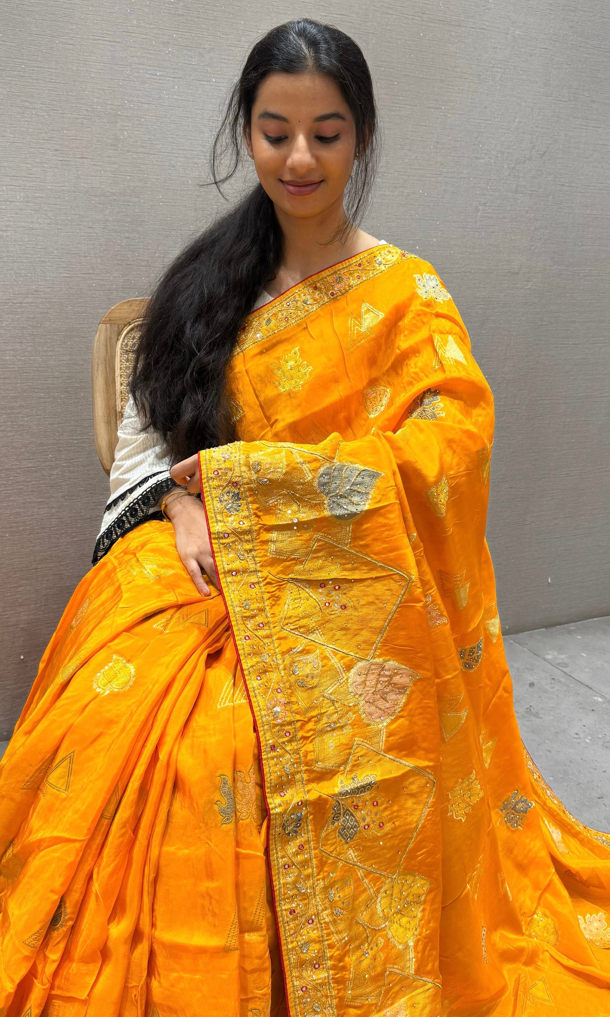 Gold Yellow Banarasi saree