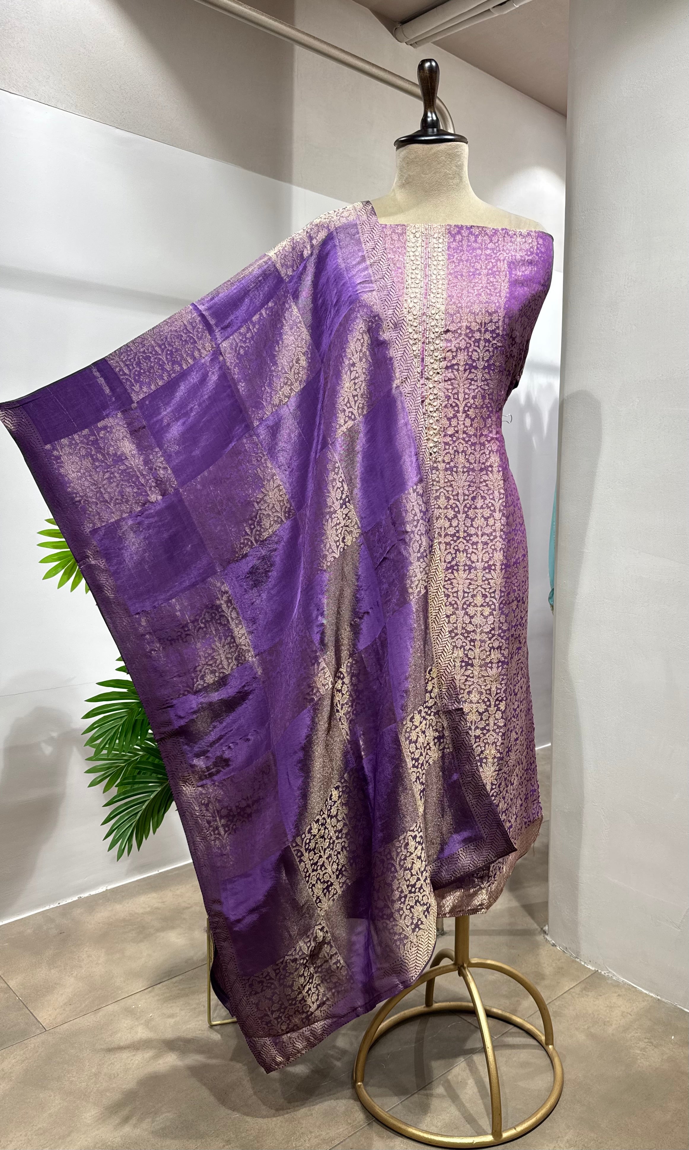 Purple Banarasi Silk DRESS MATERIAL