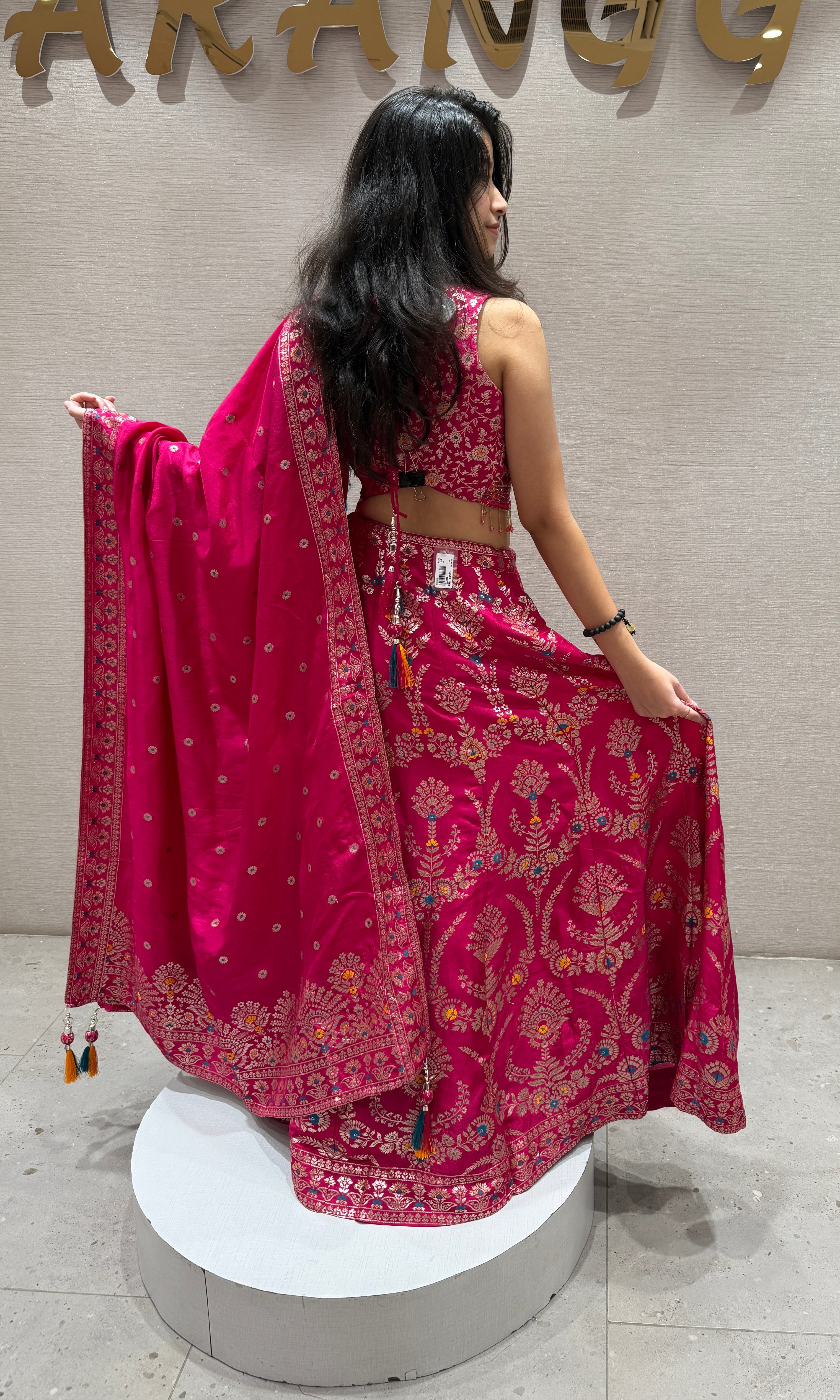 Pink Ethnic Floral Lehenga