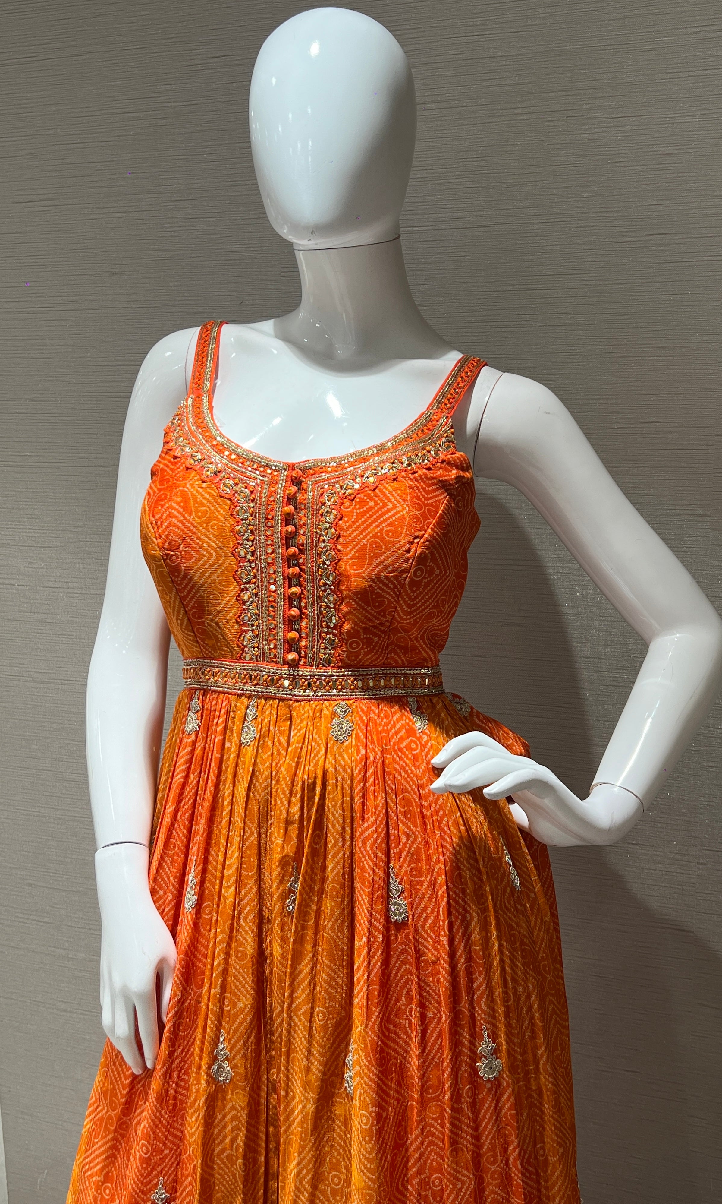 Orange front slit kurta with palazzo pants