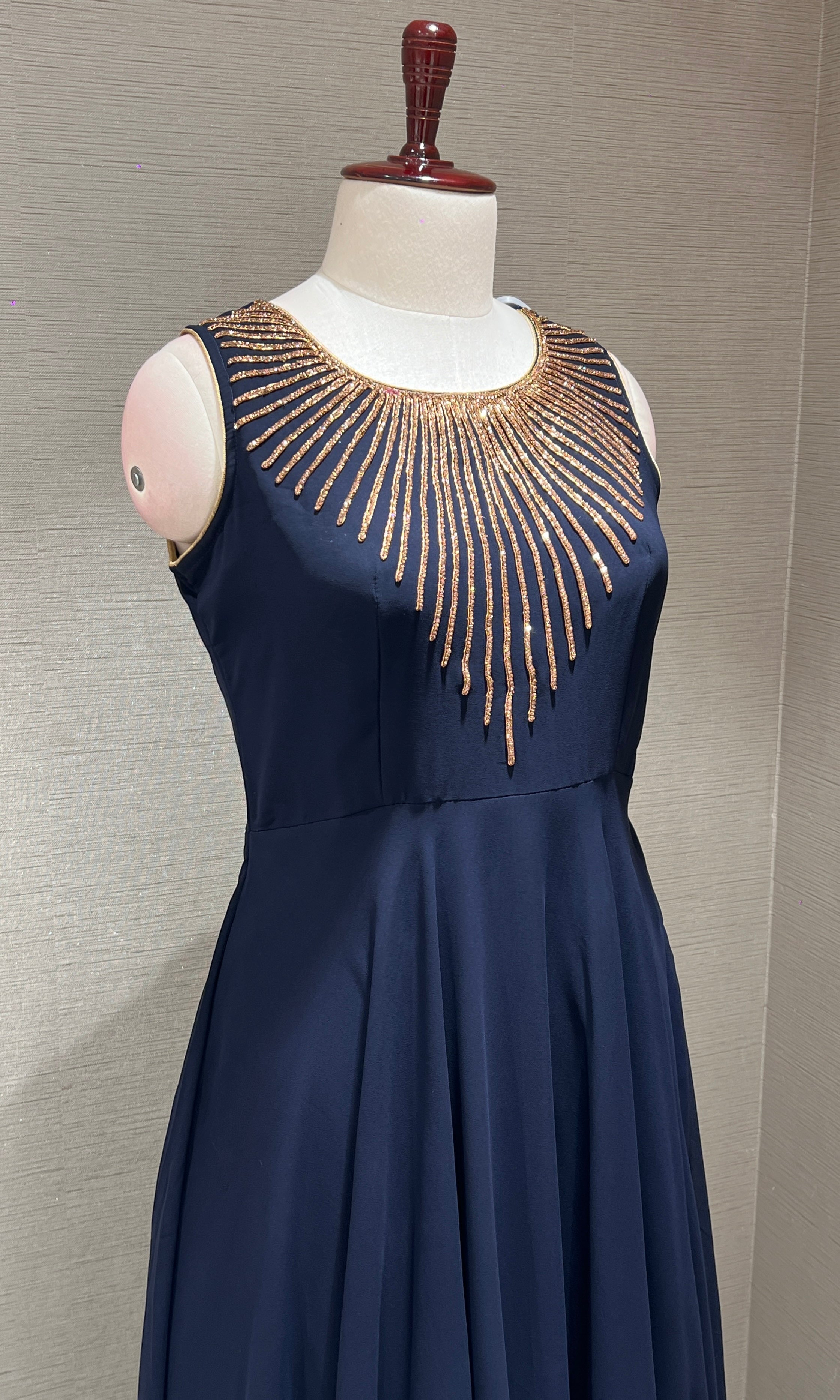 Navy blue Georgette blue long dress