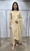 Beige Floral Thread Embroidered Kurta Set