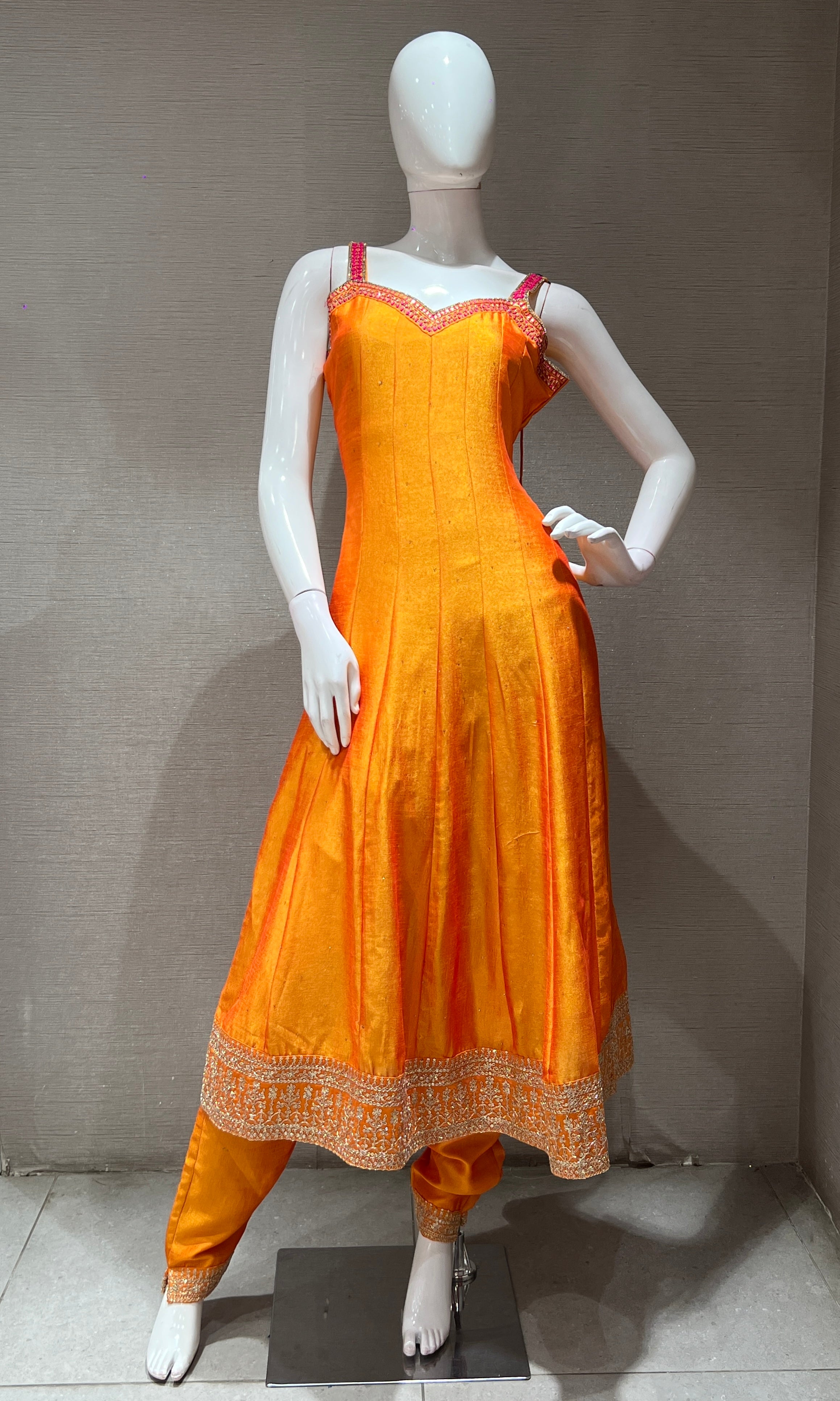 Mustard yellow EMBROIDERED Anarkali