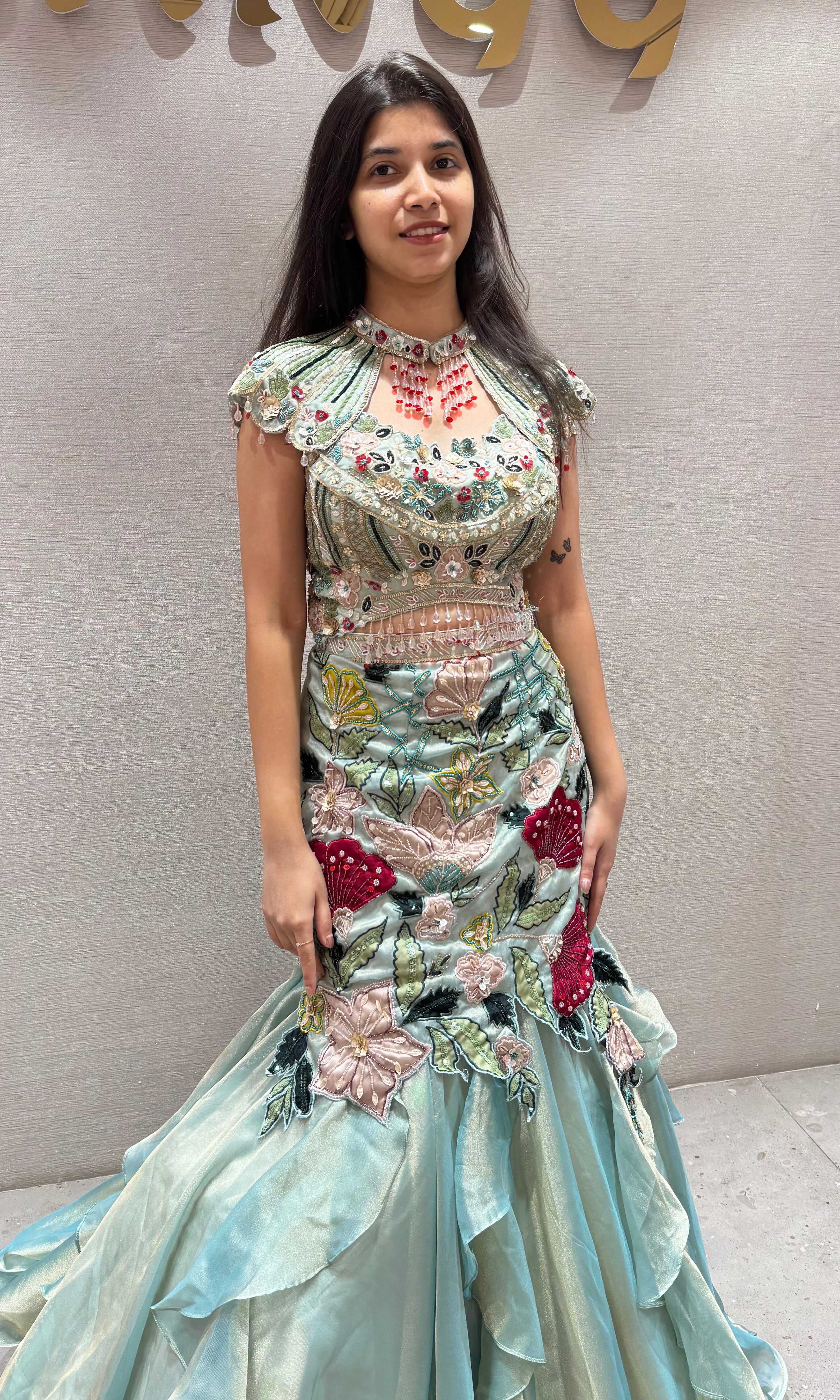 AQUA Embellished Fish Cut Lehenga