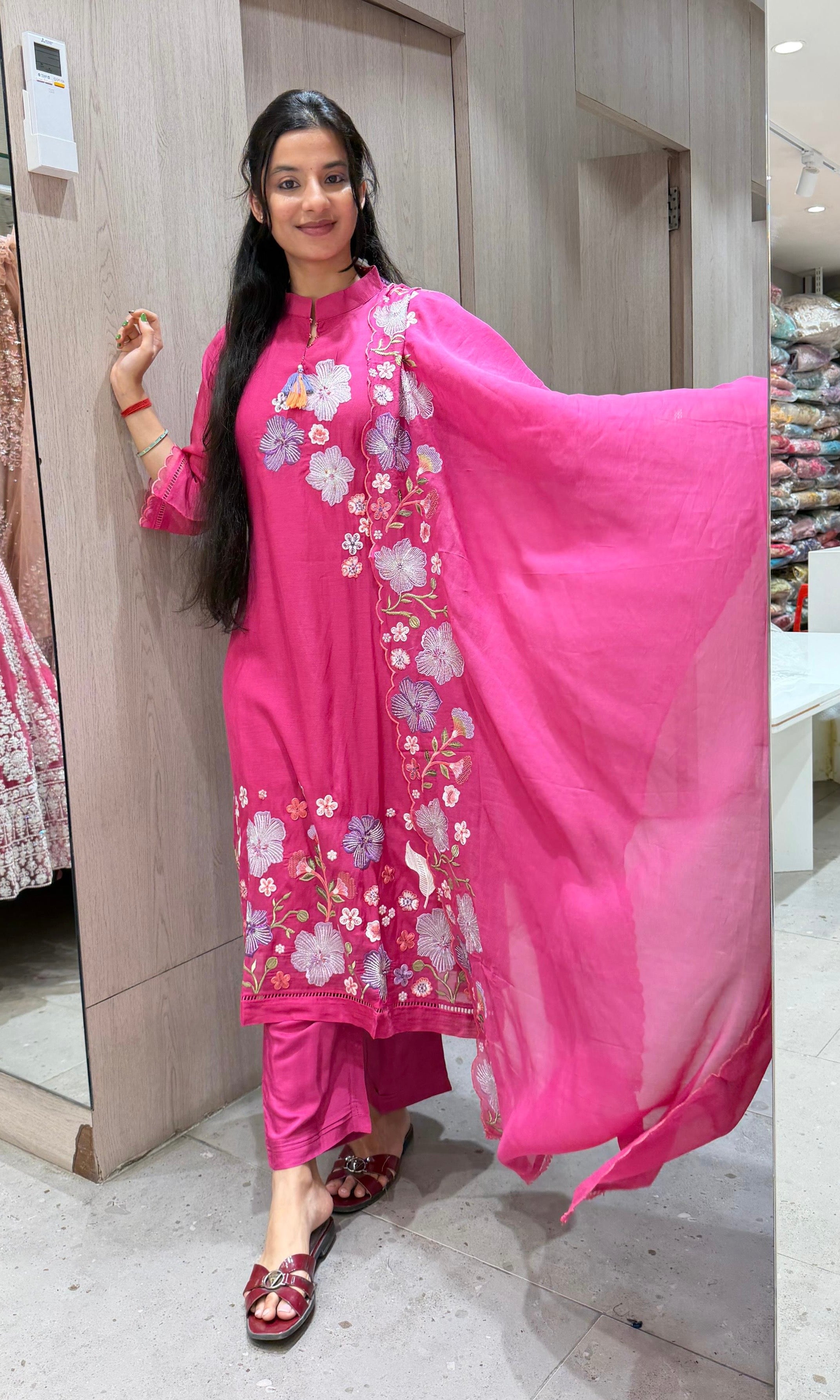 Pink FLORAL kurta set