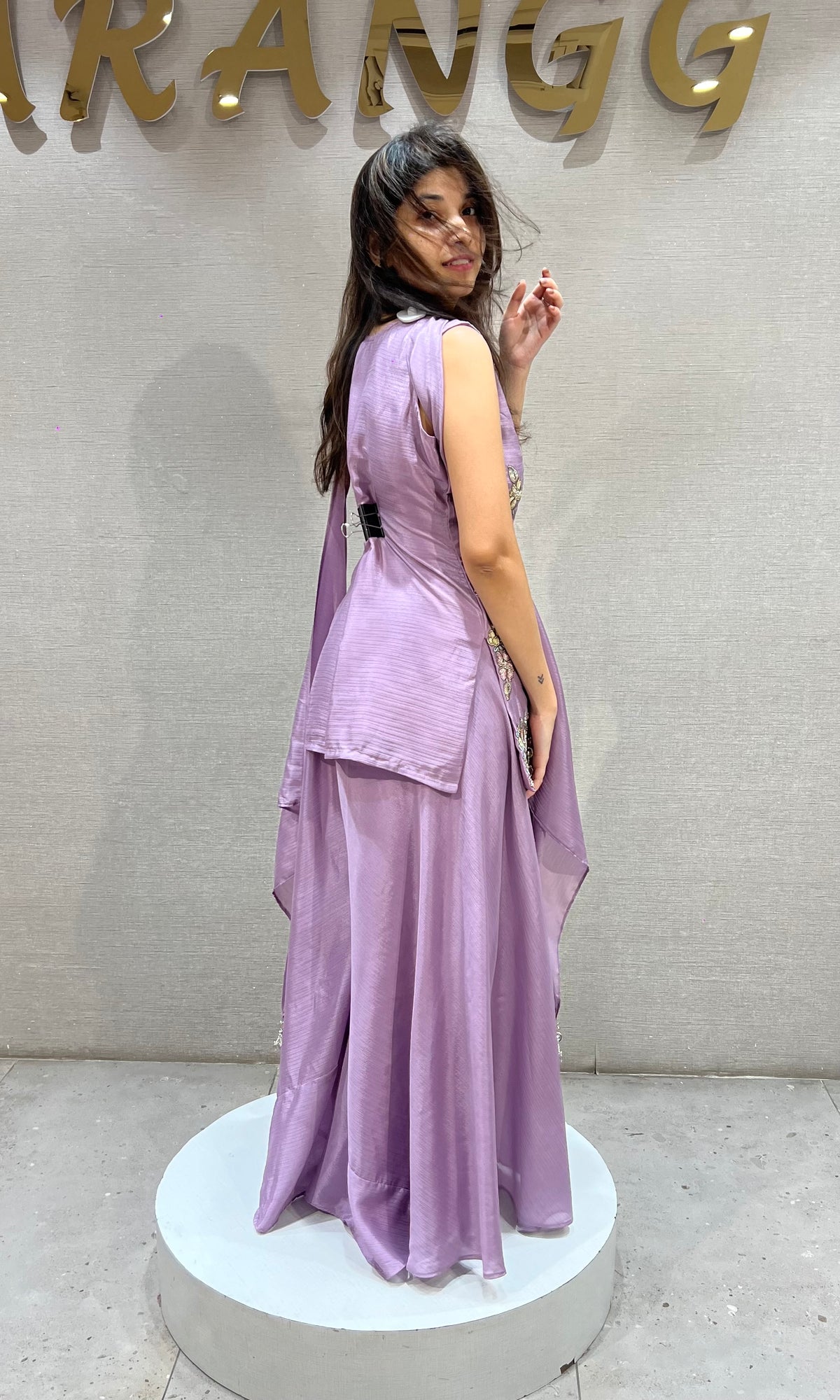 LAVANDER SILK FLORAL EMBROIDERED PALAZZO SET