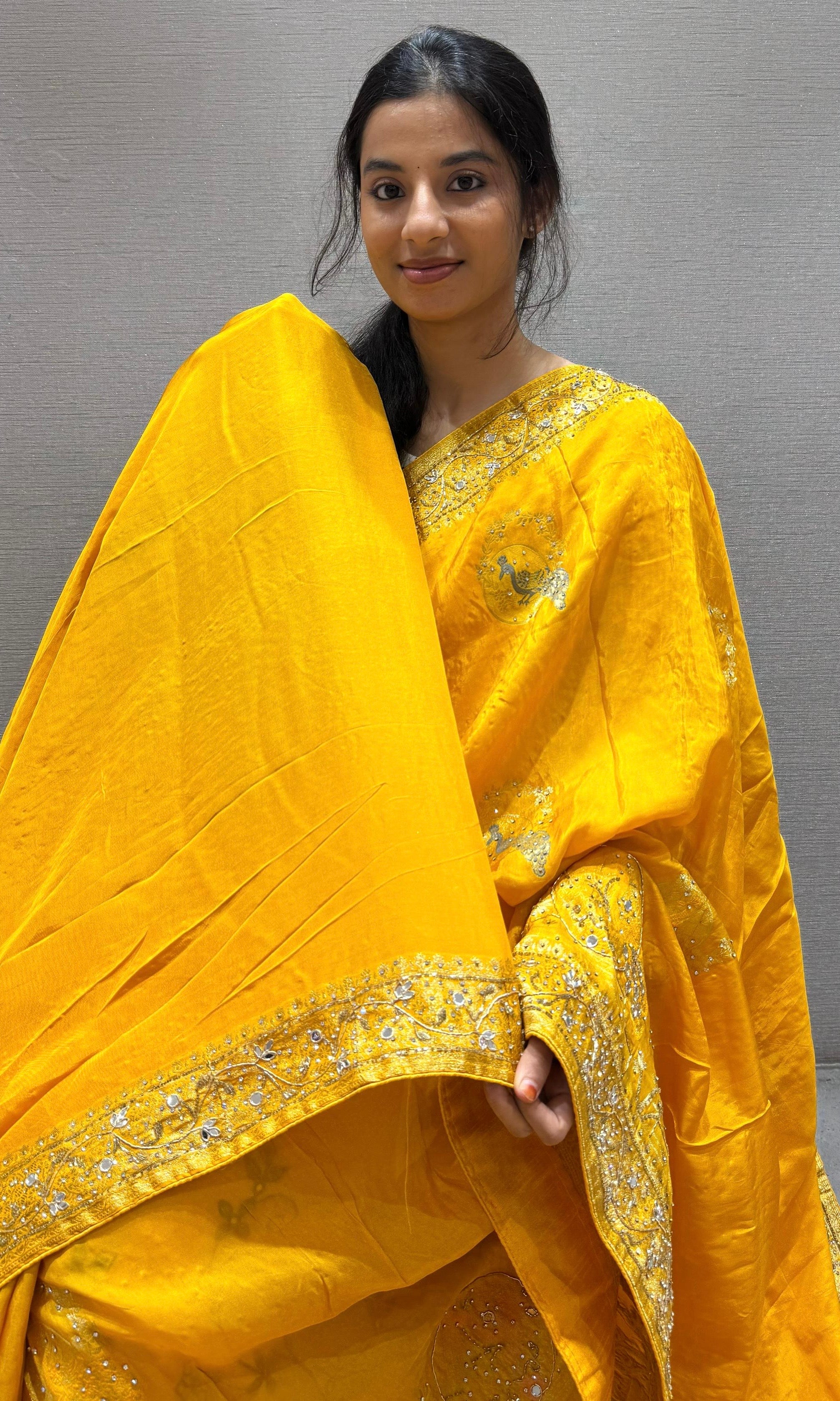 Gold Yellow Banarasi saree