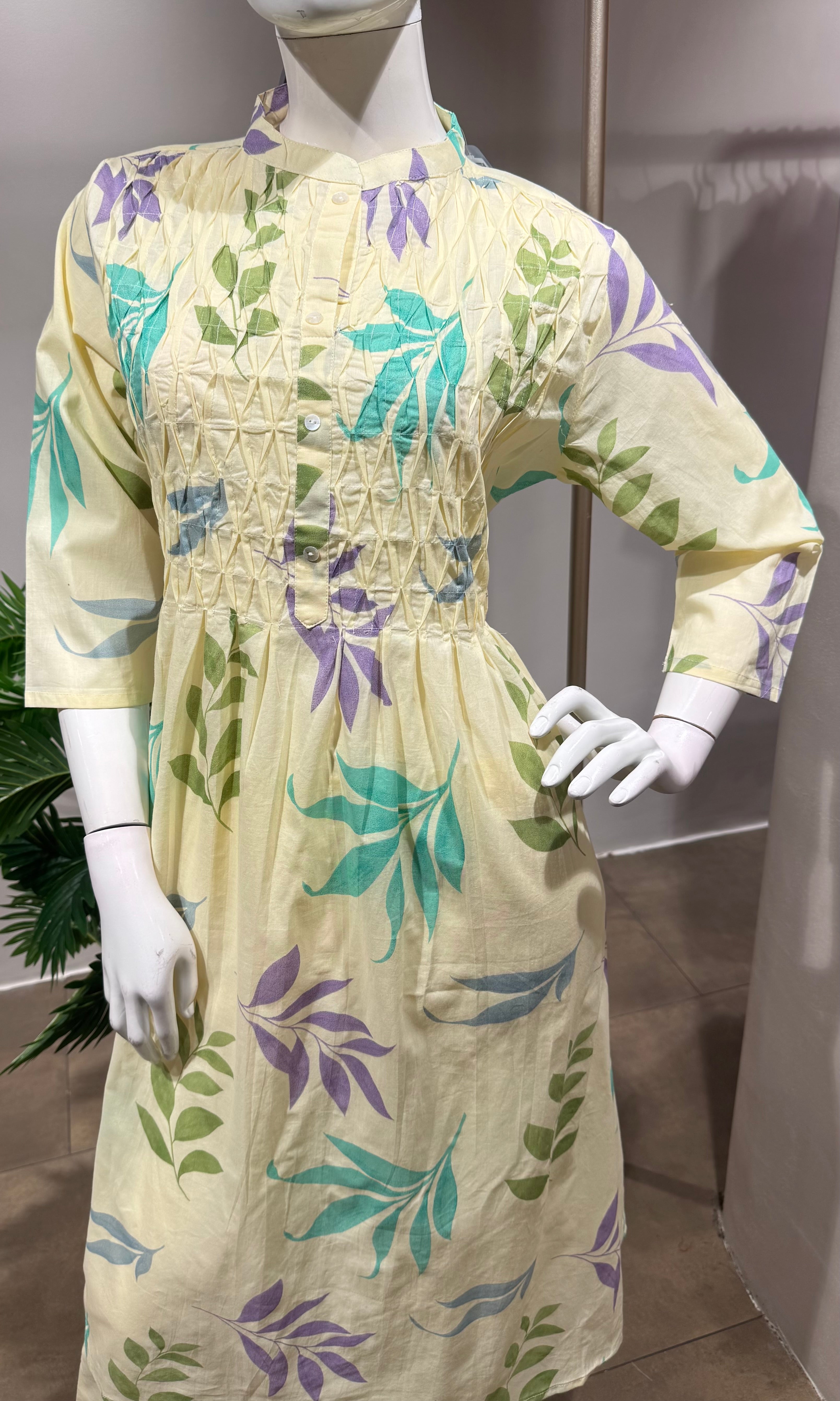 BLUE Leaf Design Spring-Summer Kurta Set