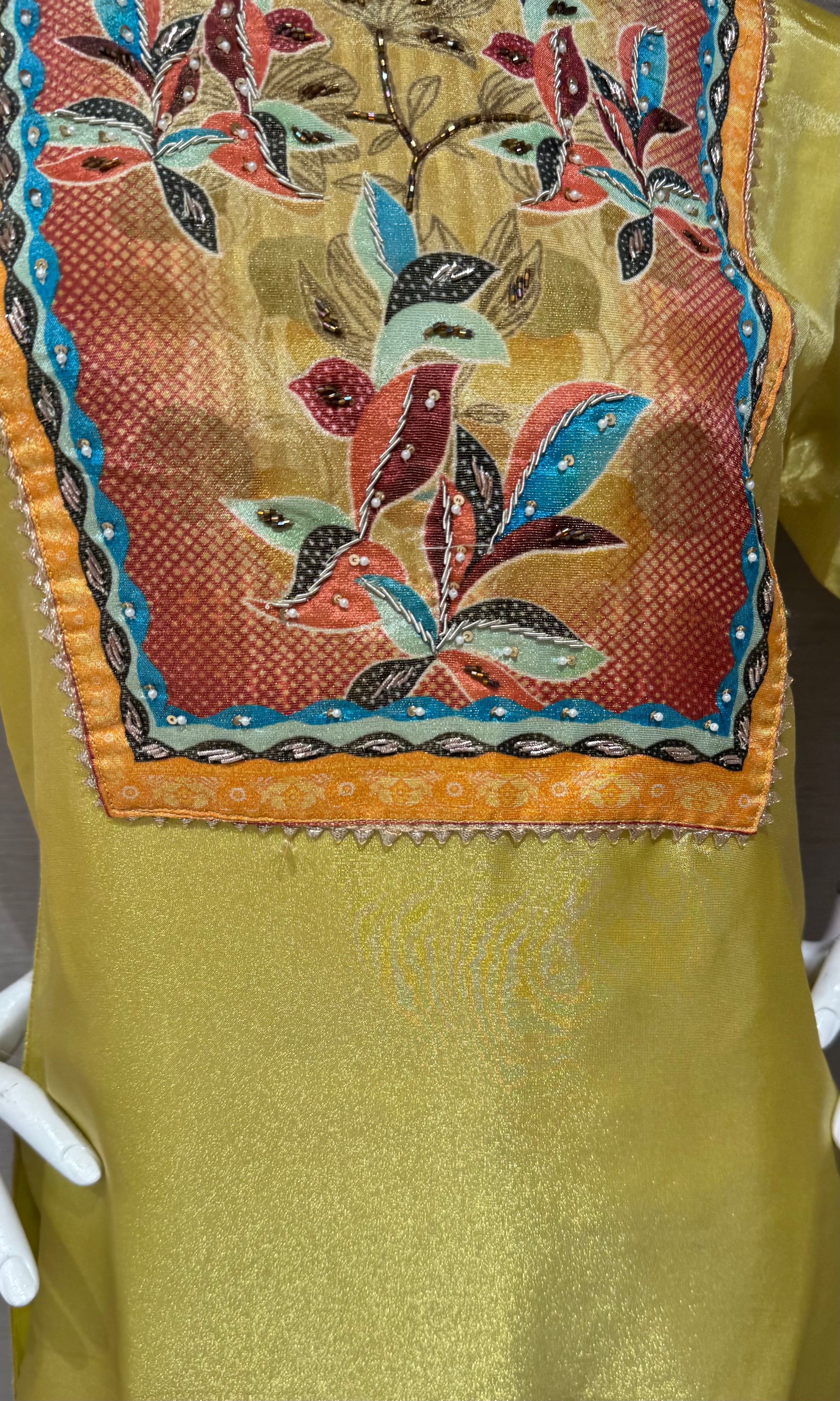 Yellow Chanderi Silk Embroidered Kurta Set