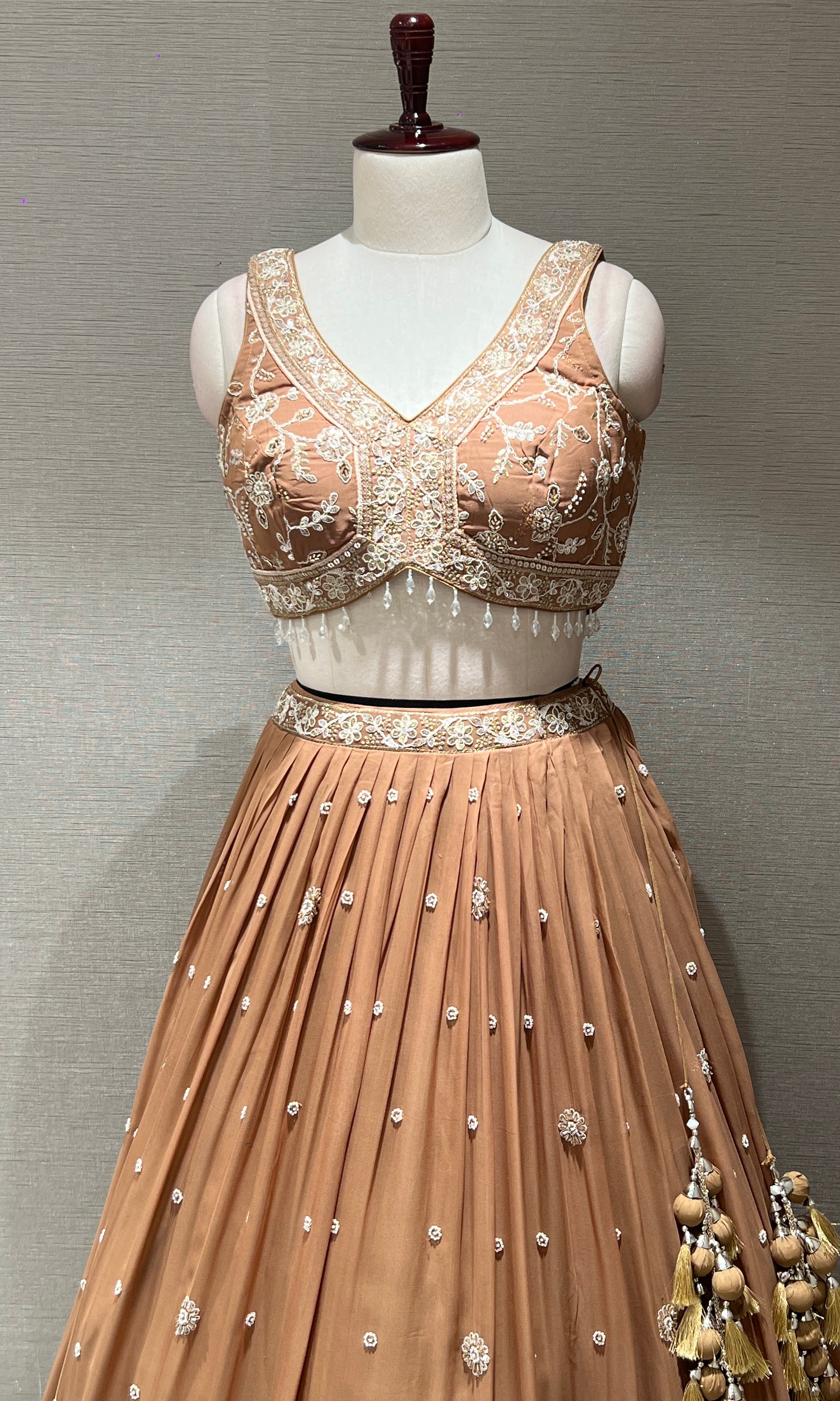 Chocolate Bronze Sequin Embroidered Lehenga Set