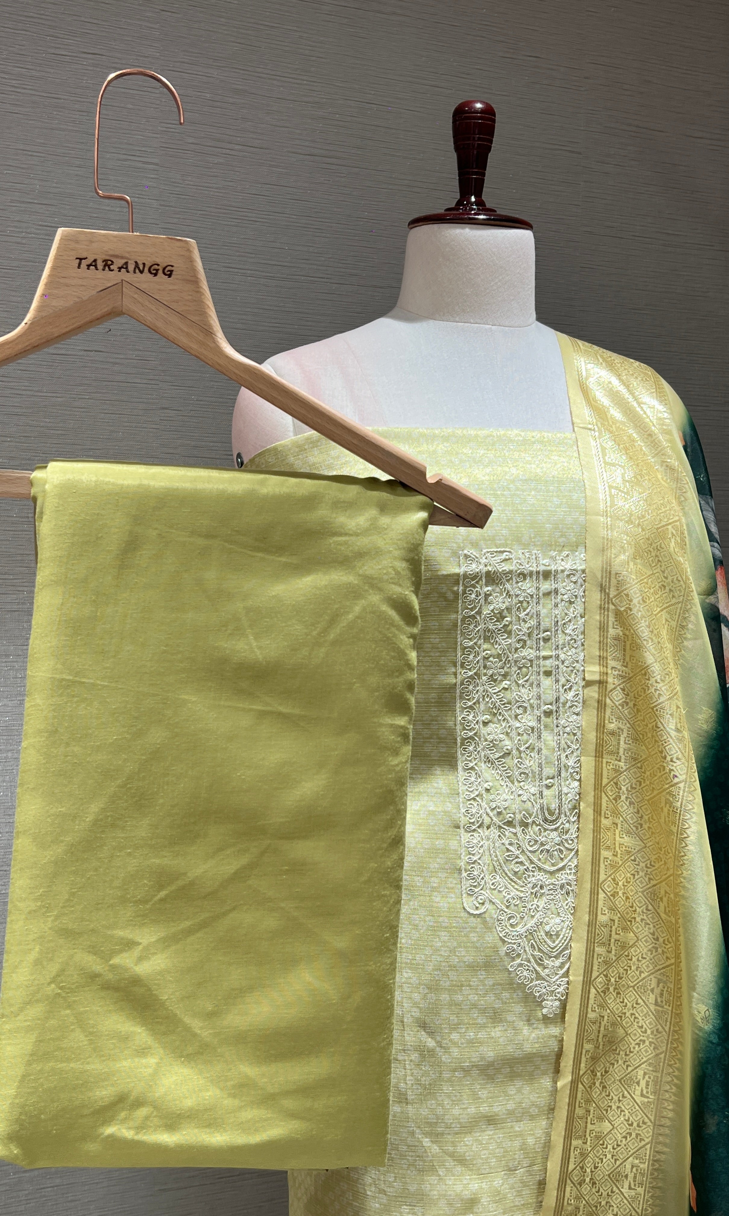 PISTA GREEN  DRESS MATERIAL