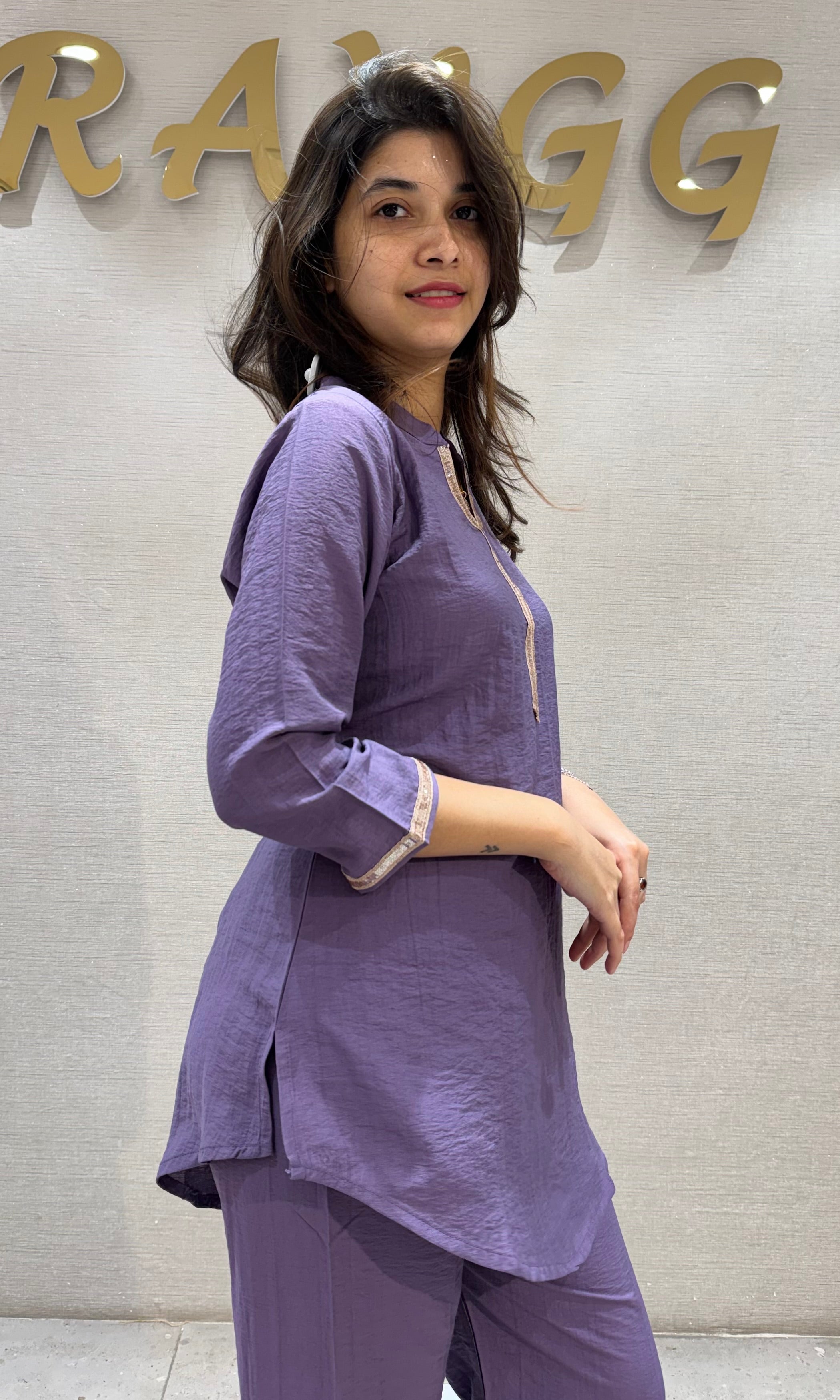 Lavander golden neckline cord set