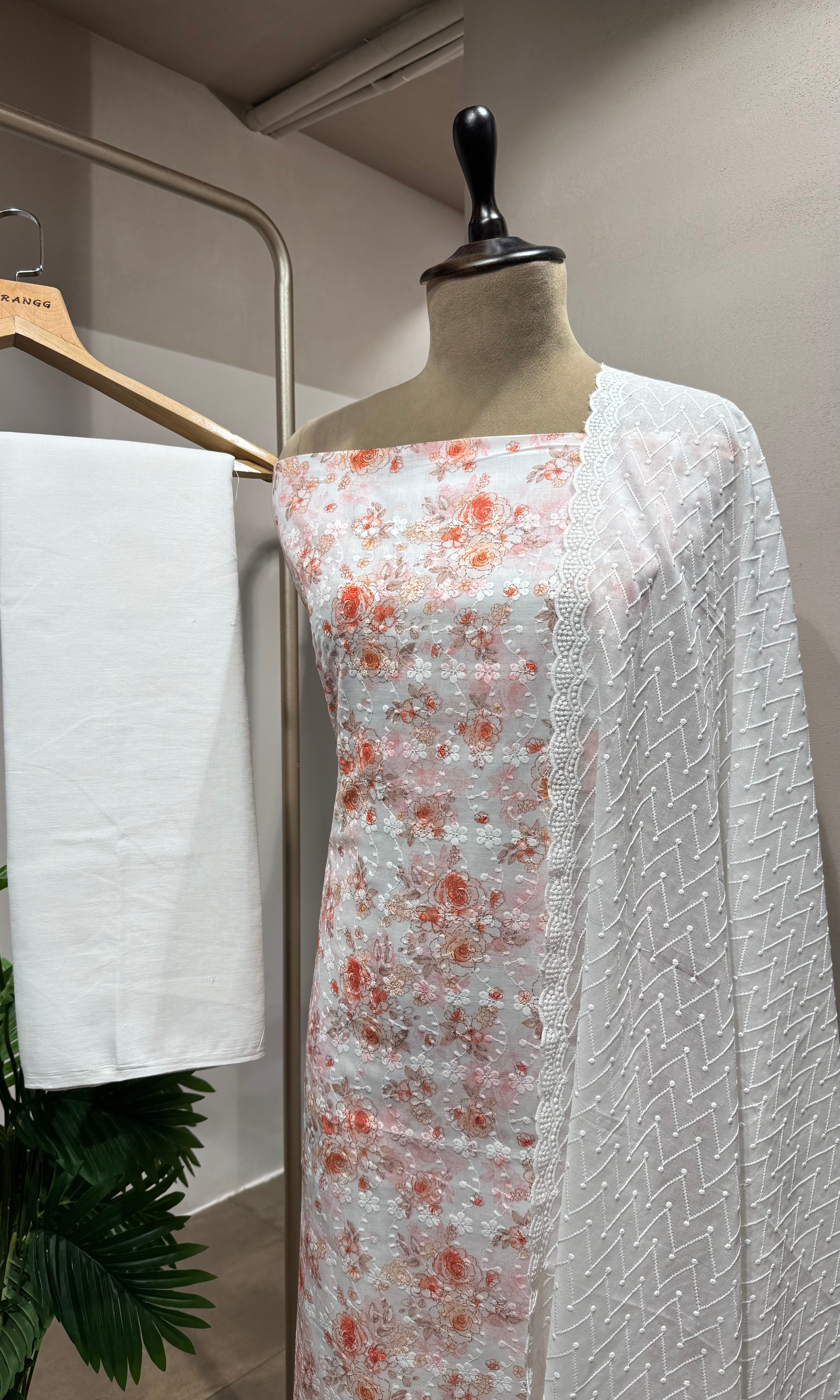 PEACH Georgette Dress Material
