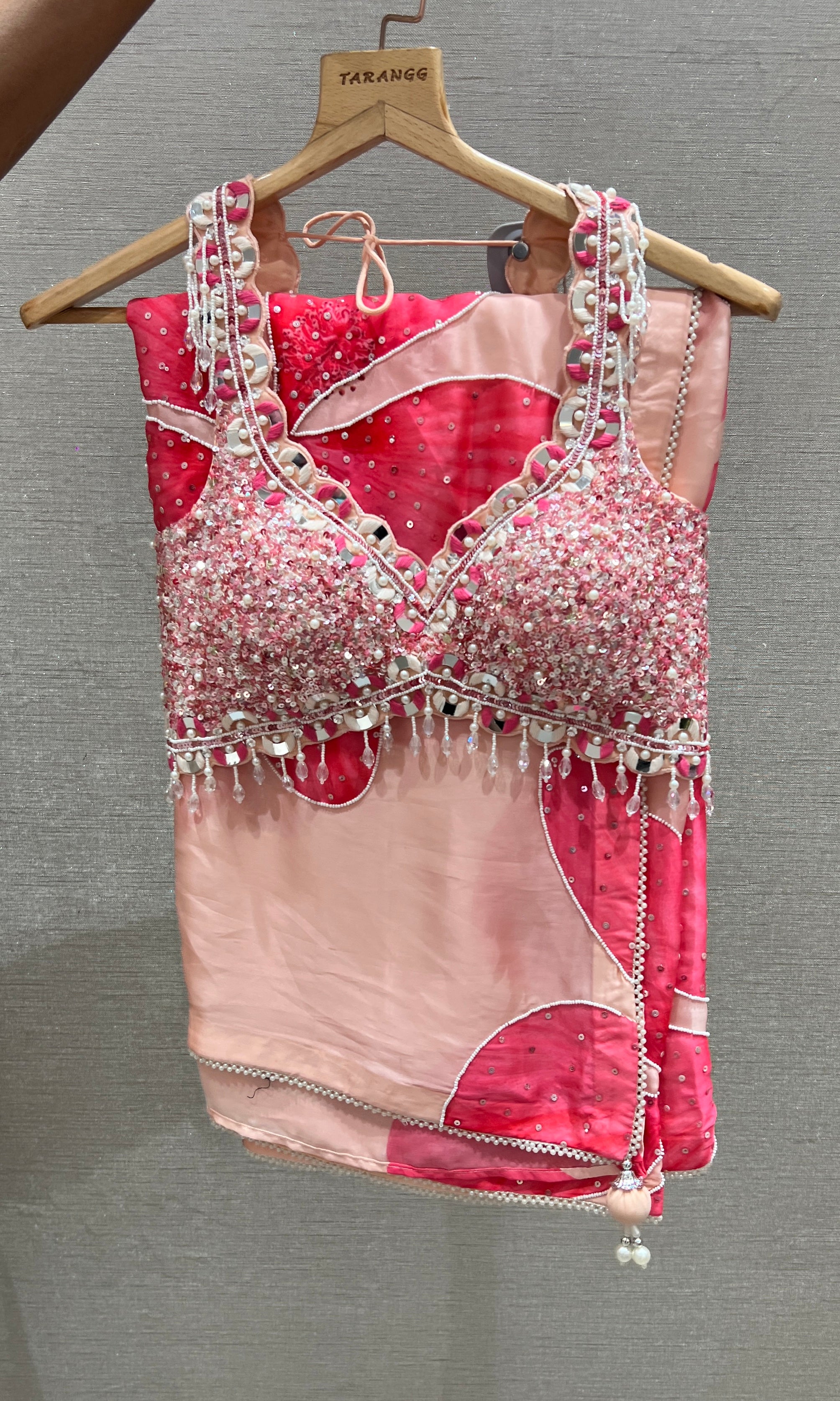 Baby pink saree with ready blouse
