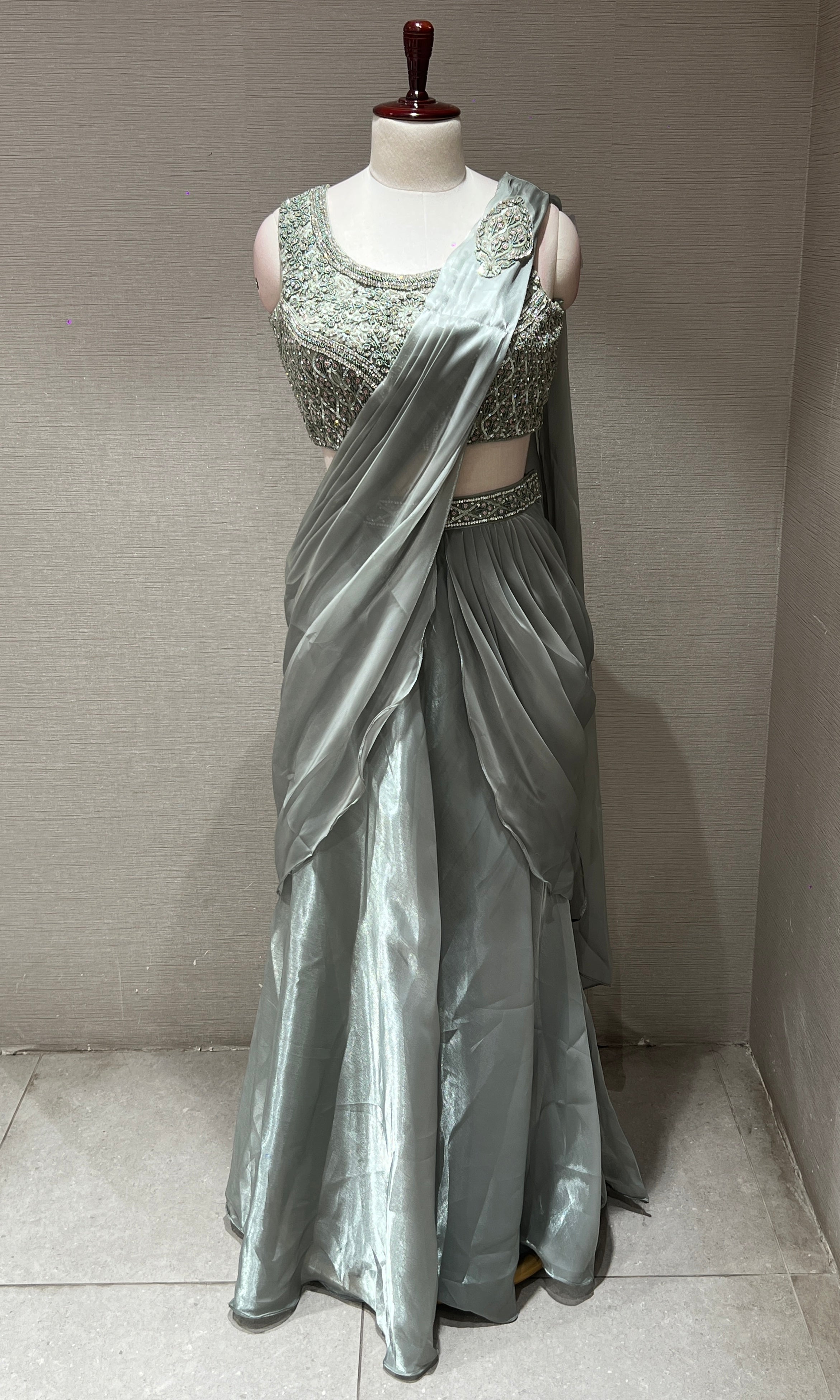 Pista green one minute saree