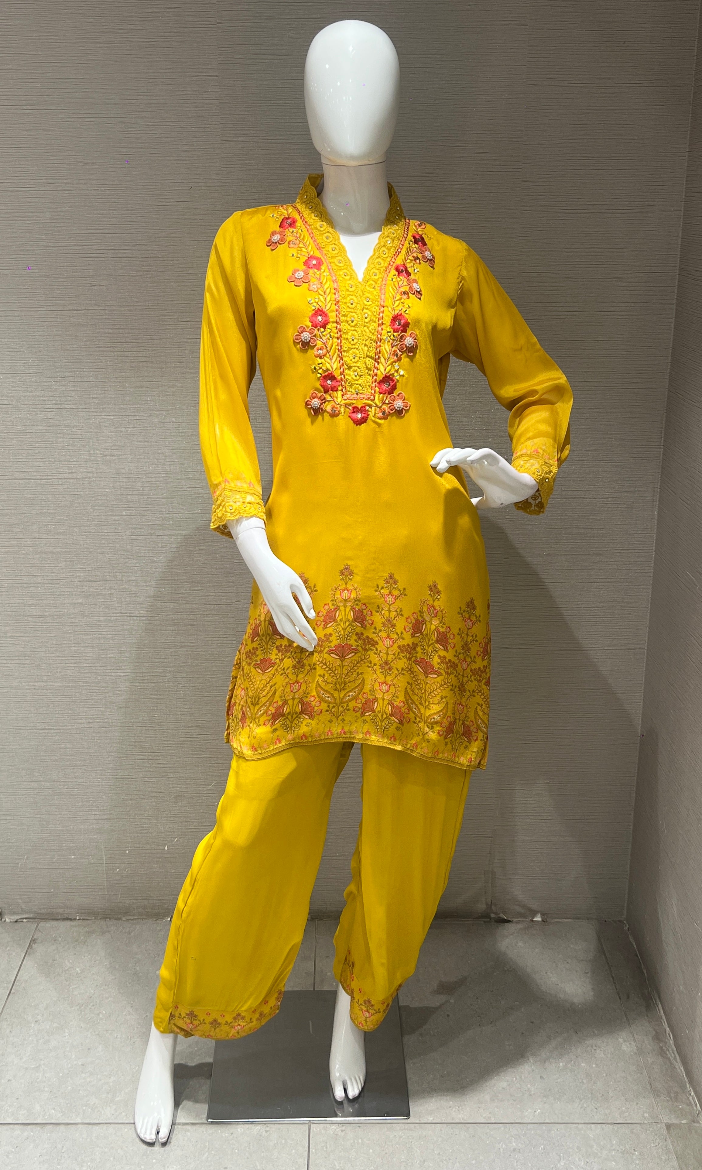 Yellow Floral cord set