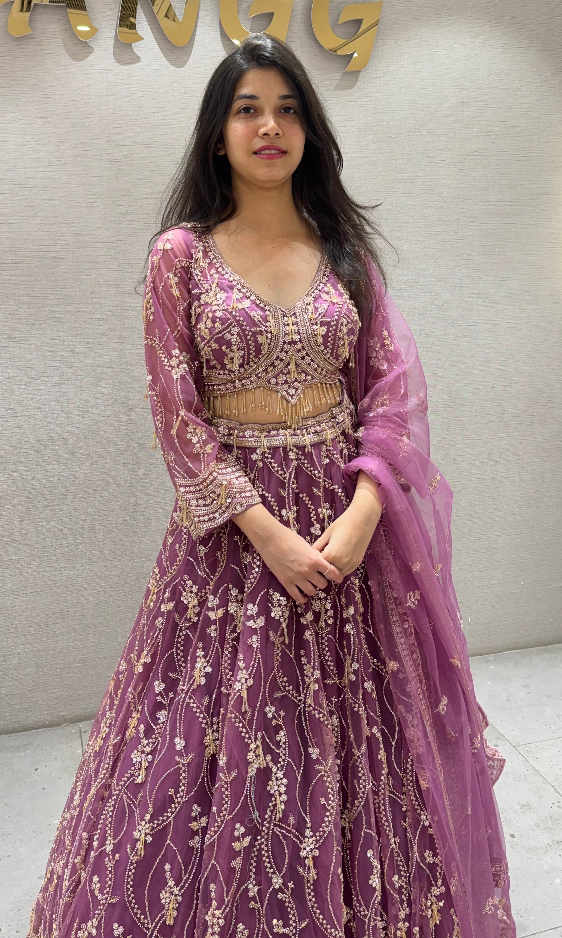Purple GOLDEN EMBROIDERED lehenga