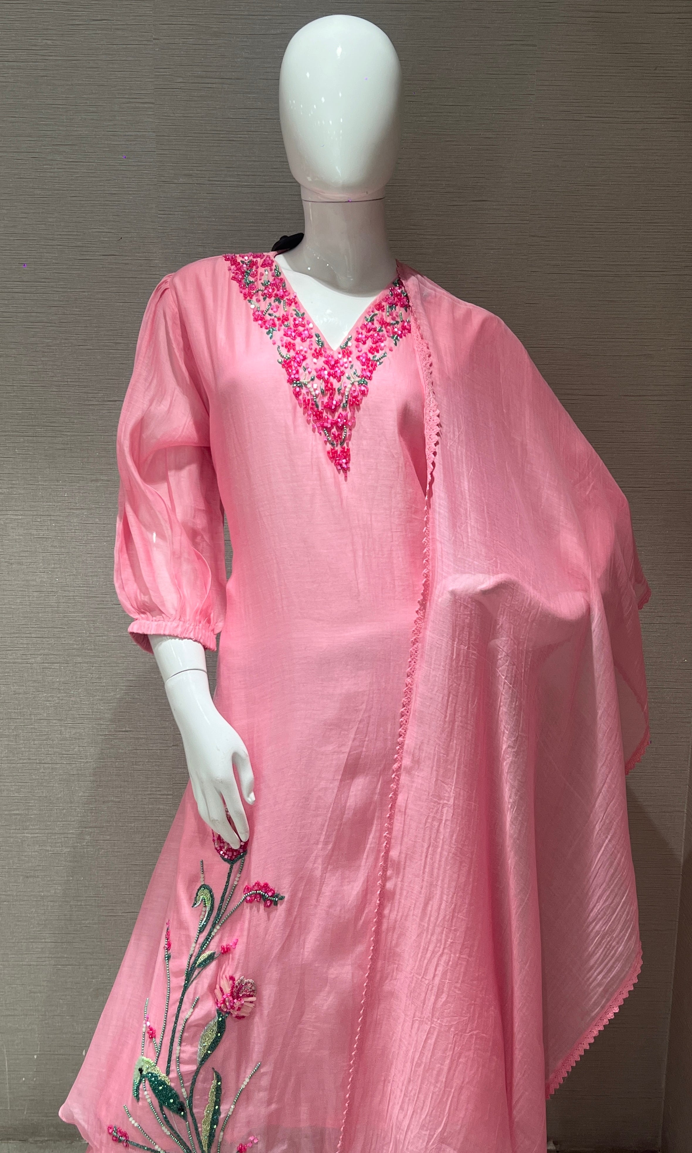 Rose Pink Embroidered kurta set