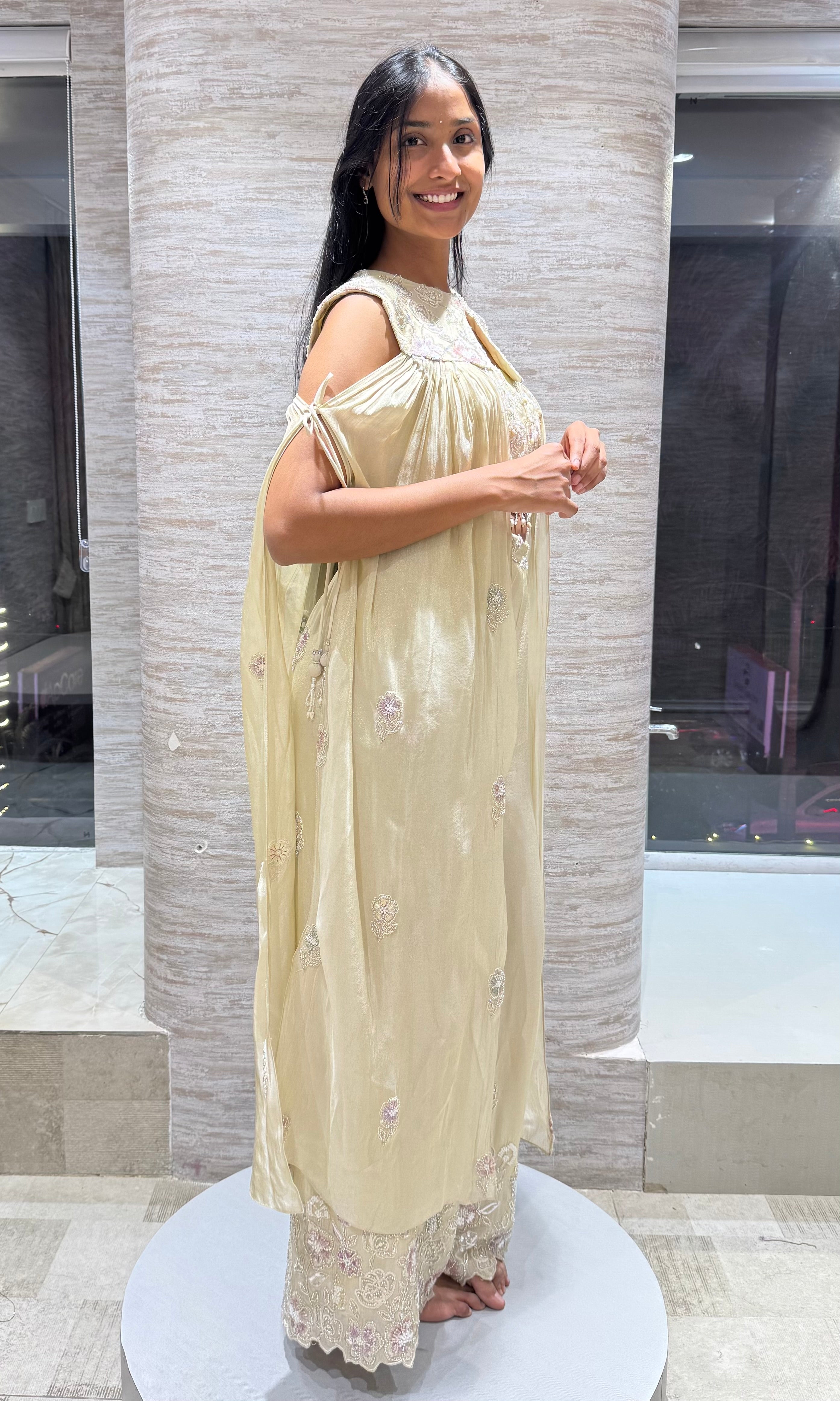 Half white Embellished Indo western palazzo