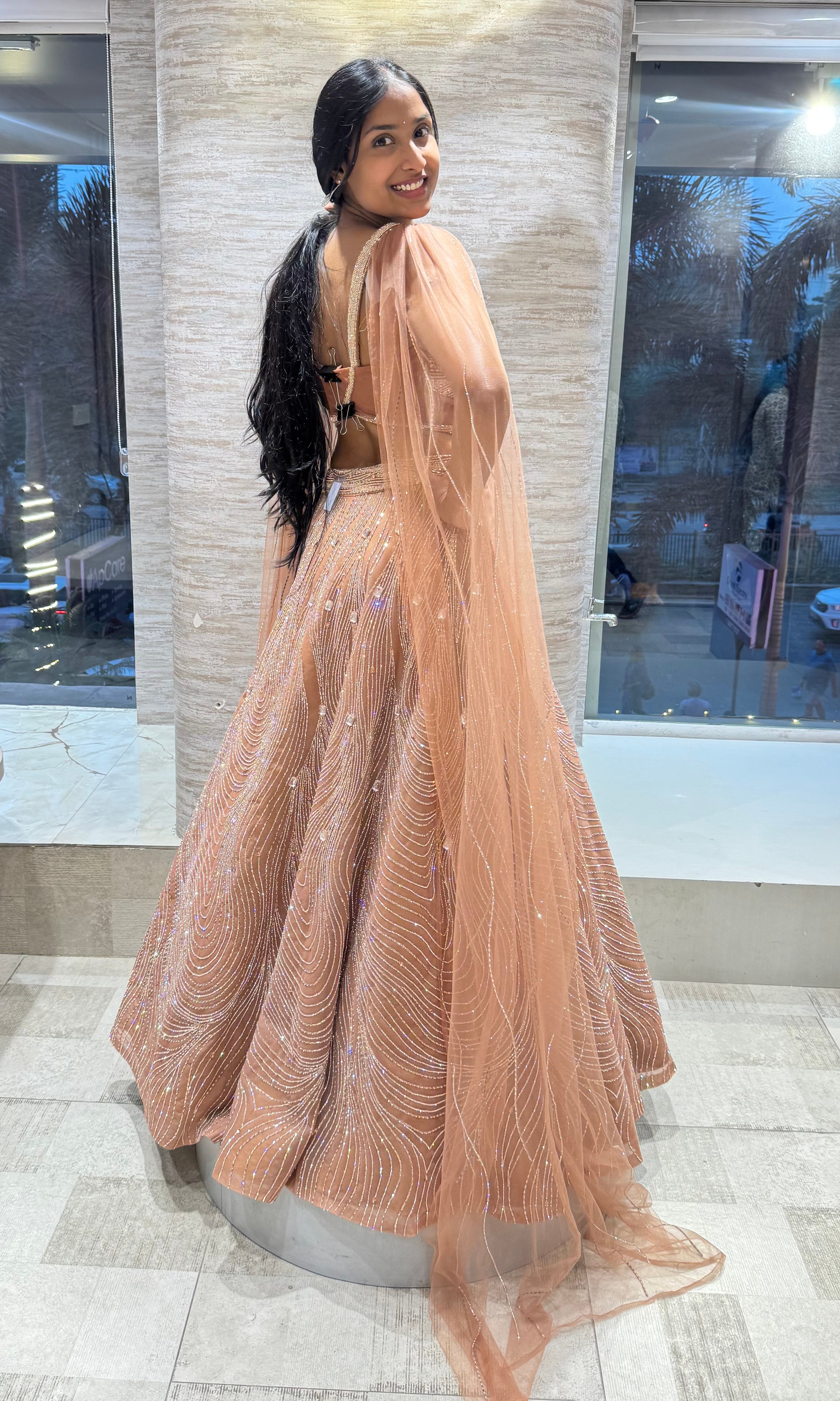 Honey Gold Crystal Lehenga